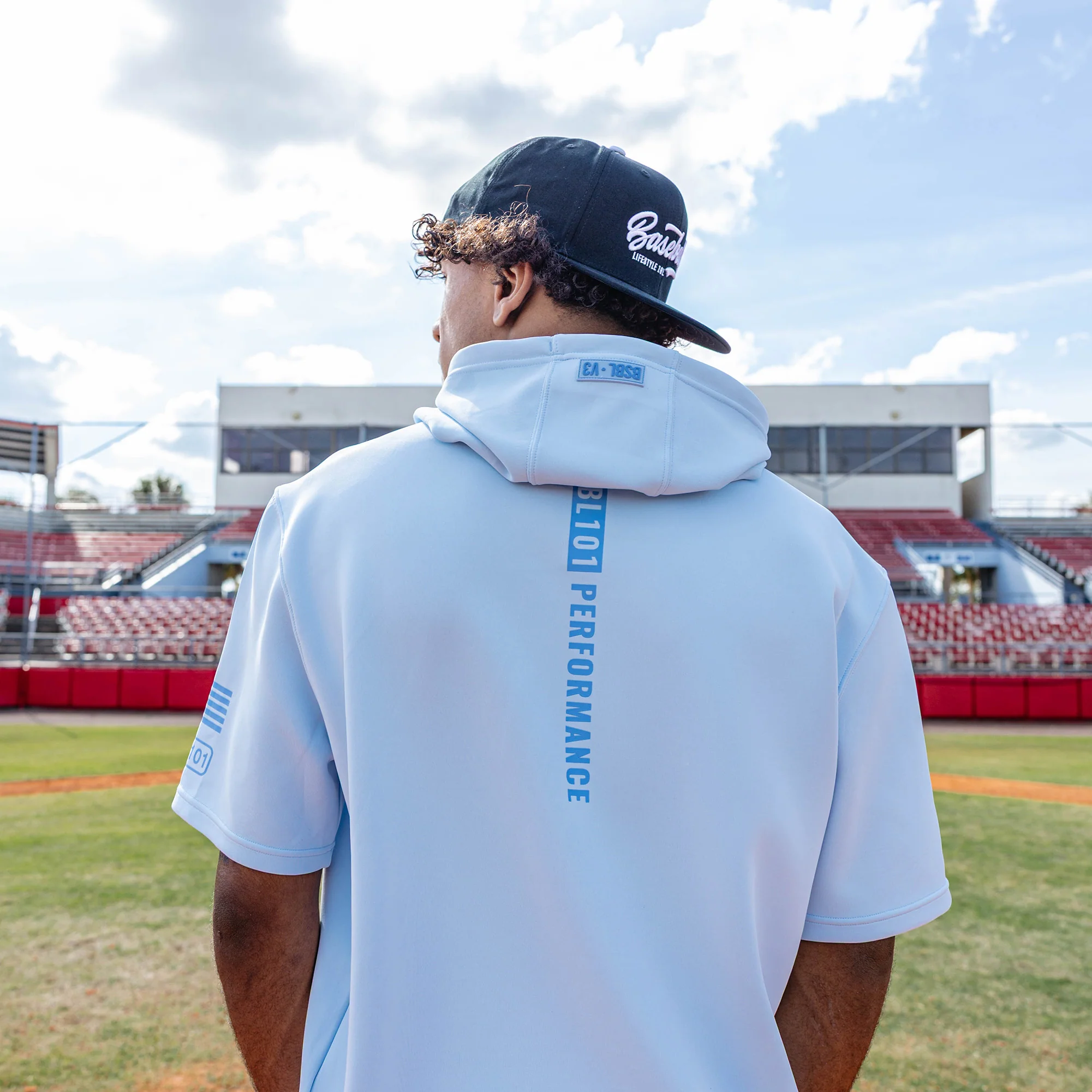 Youth Powder Blue Short Sleeve Hoodie - Image 6