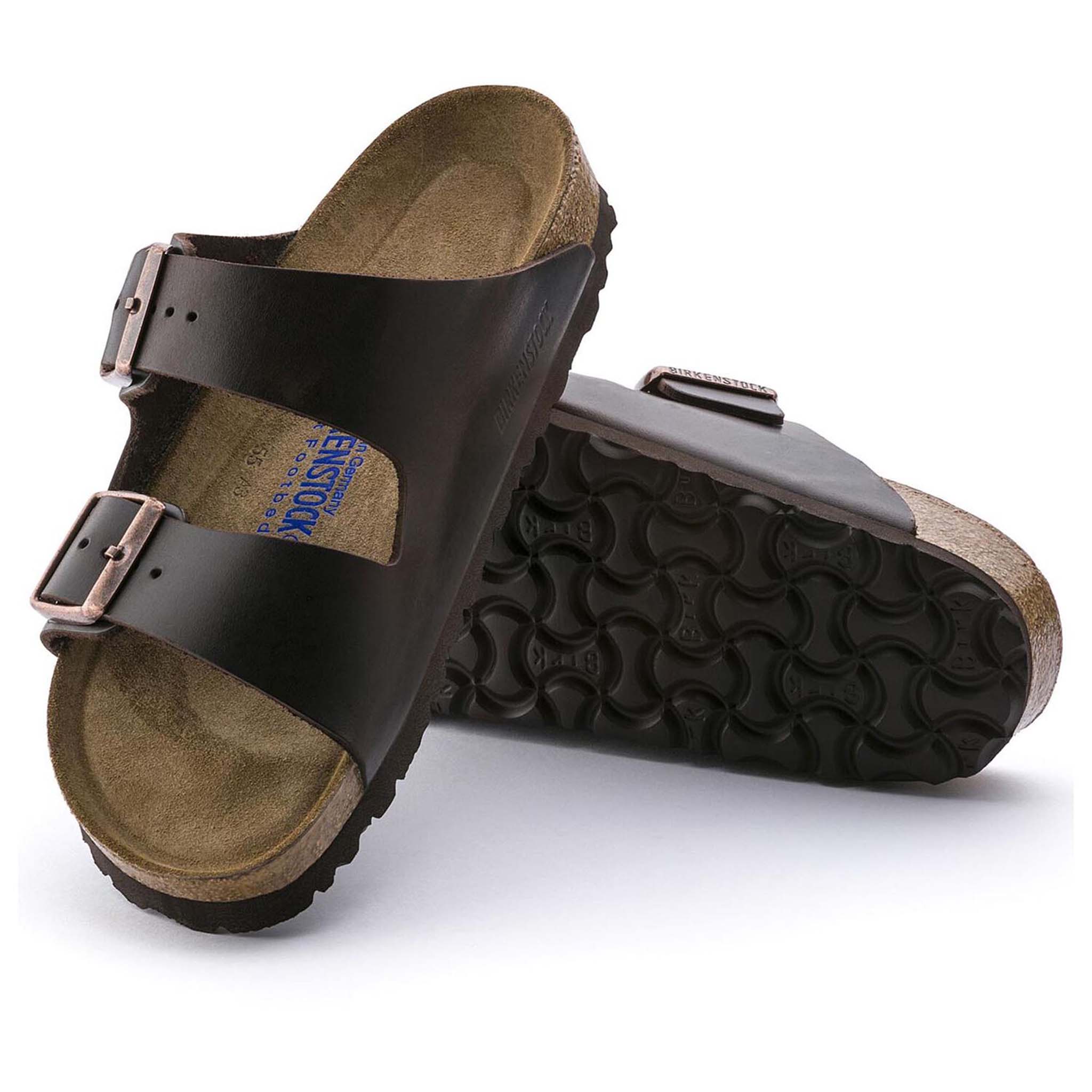 Men's Arizona Soft Footbed Oiled Leather Sandals in Brown - Image 2