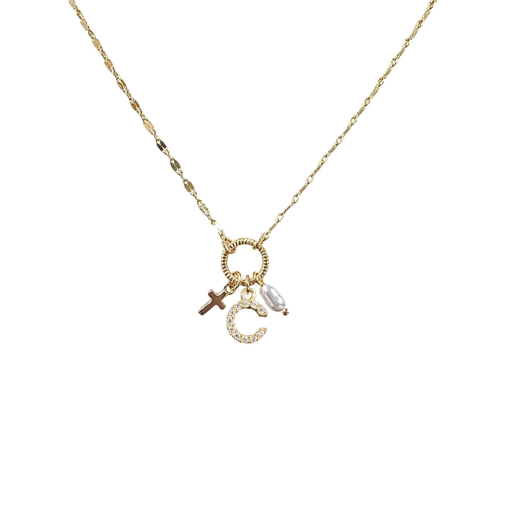 Gold Initial Charm Necklace - Image 3