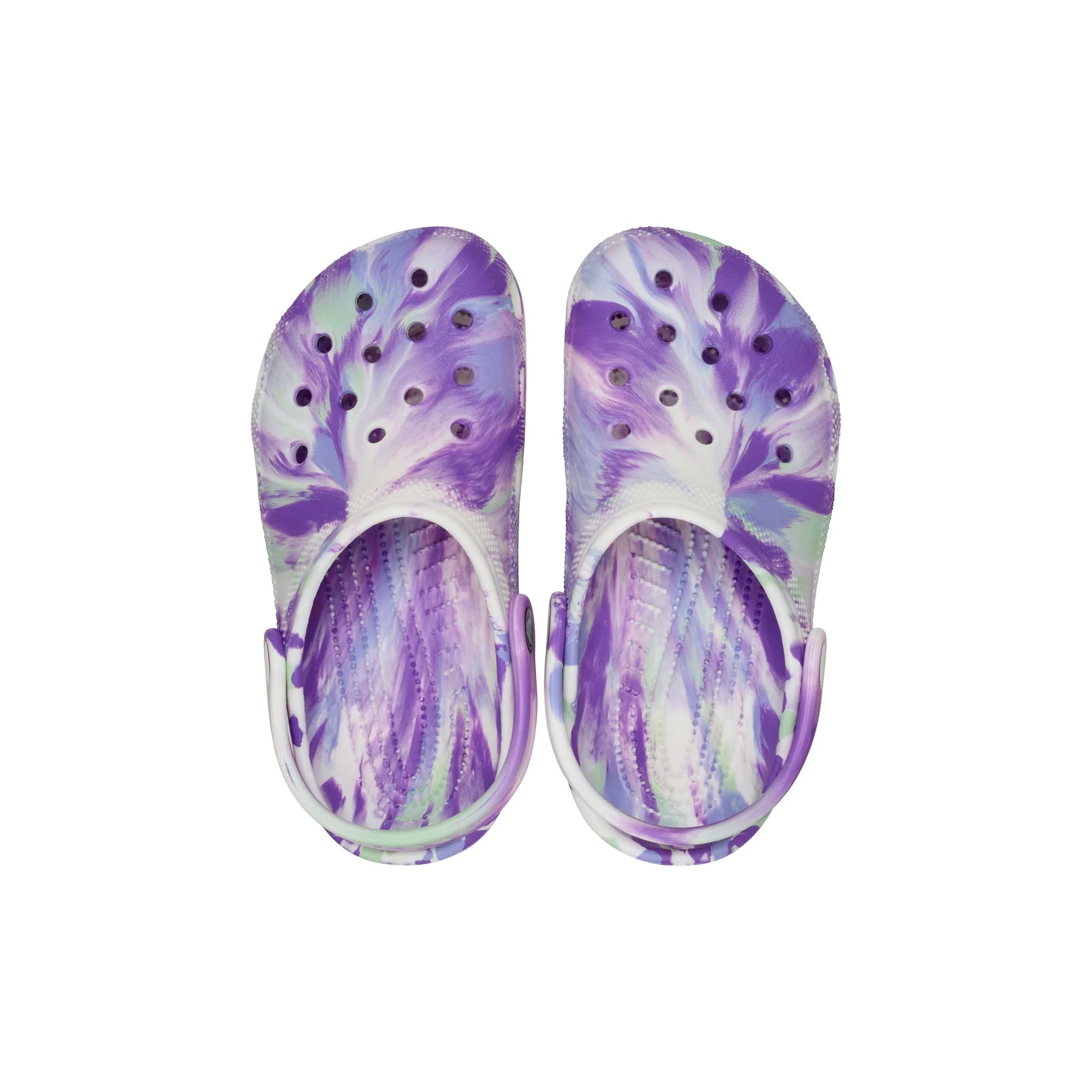Kids Classic Glow Marbled Clog in Purple and White - Image 3
