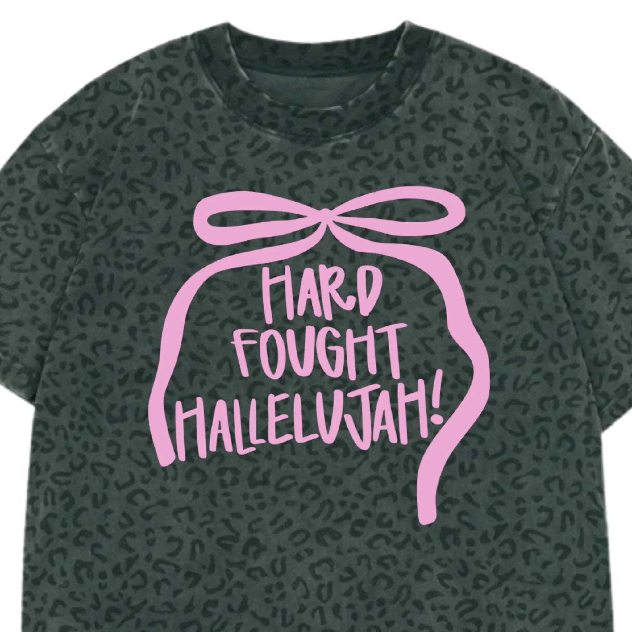 Hard Fought Hallelujah Short Sleeve T-Shirt in Black Leopard - Image 2
