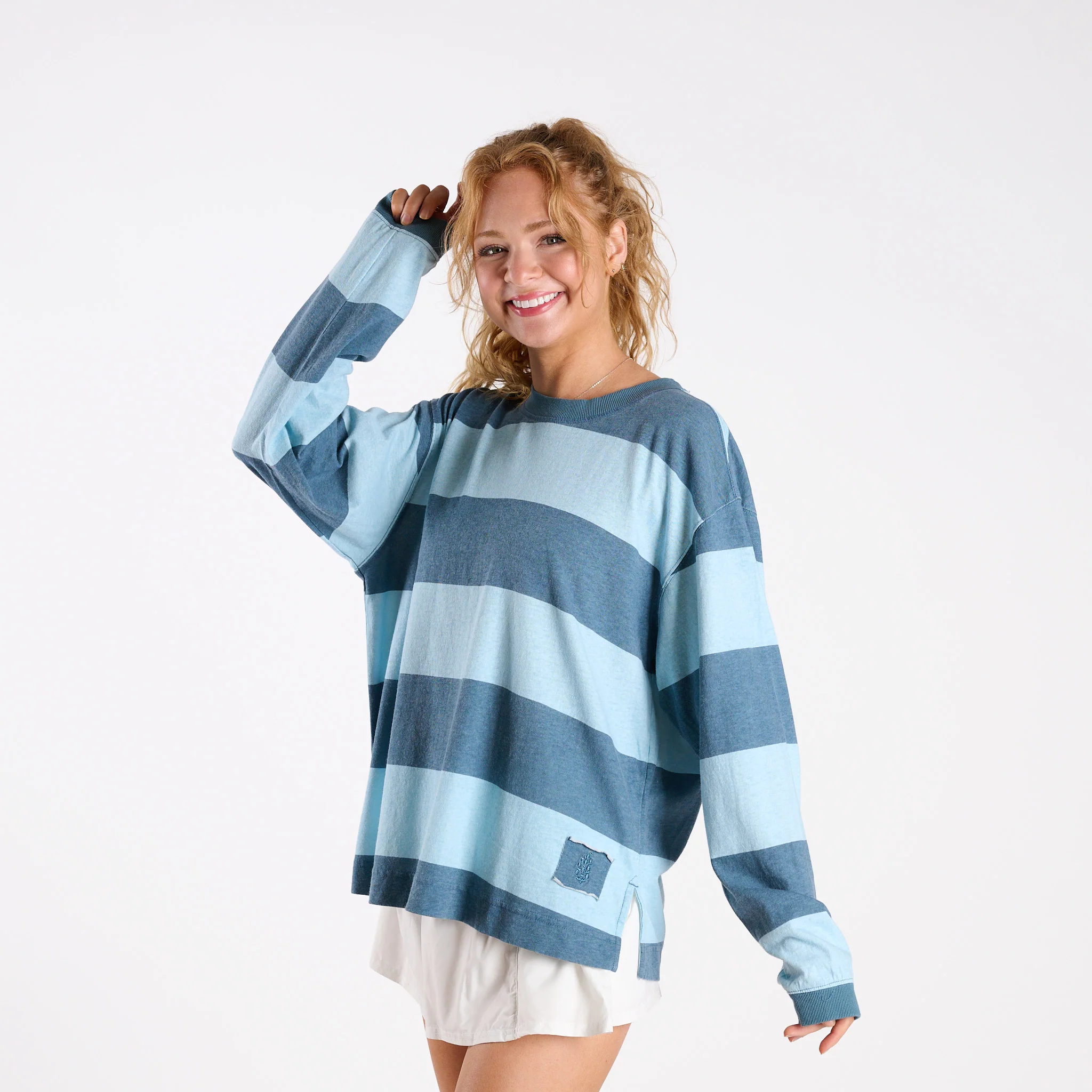 FP Movement Striped Long Sleeve Hustle Layer Tee in Frosty - Image 4