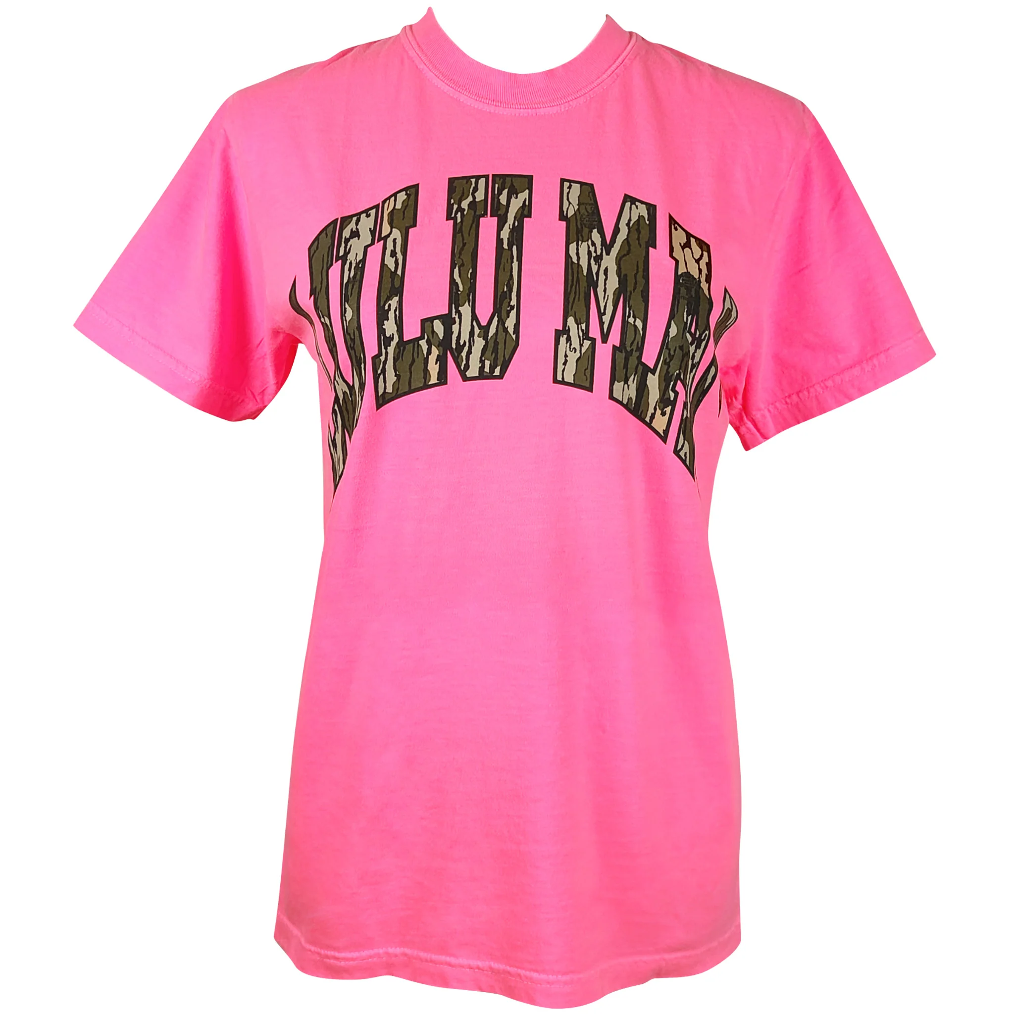 Lulu Mac Camo Fill Short Sleeve T-Shirt in Neon Pink