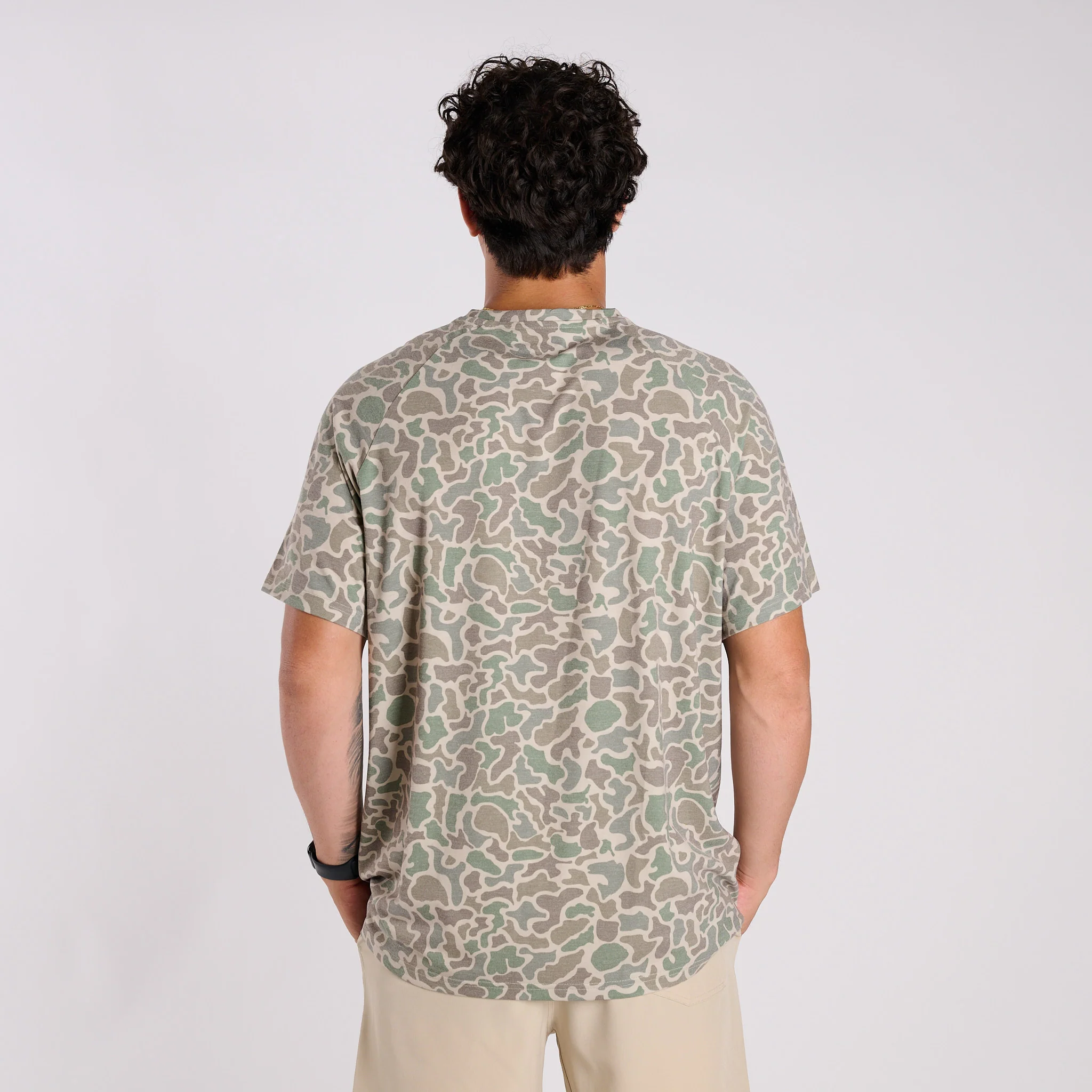Heather Blend Crewneck Short Sleeve T-Shirt in Localflauge Forest Camo - Image 2