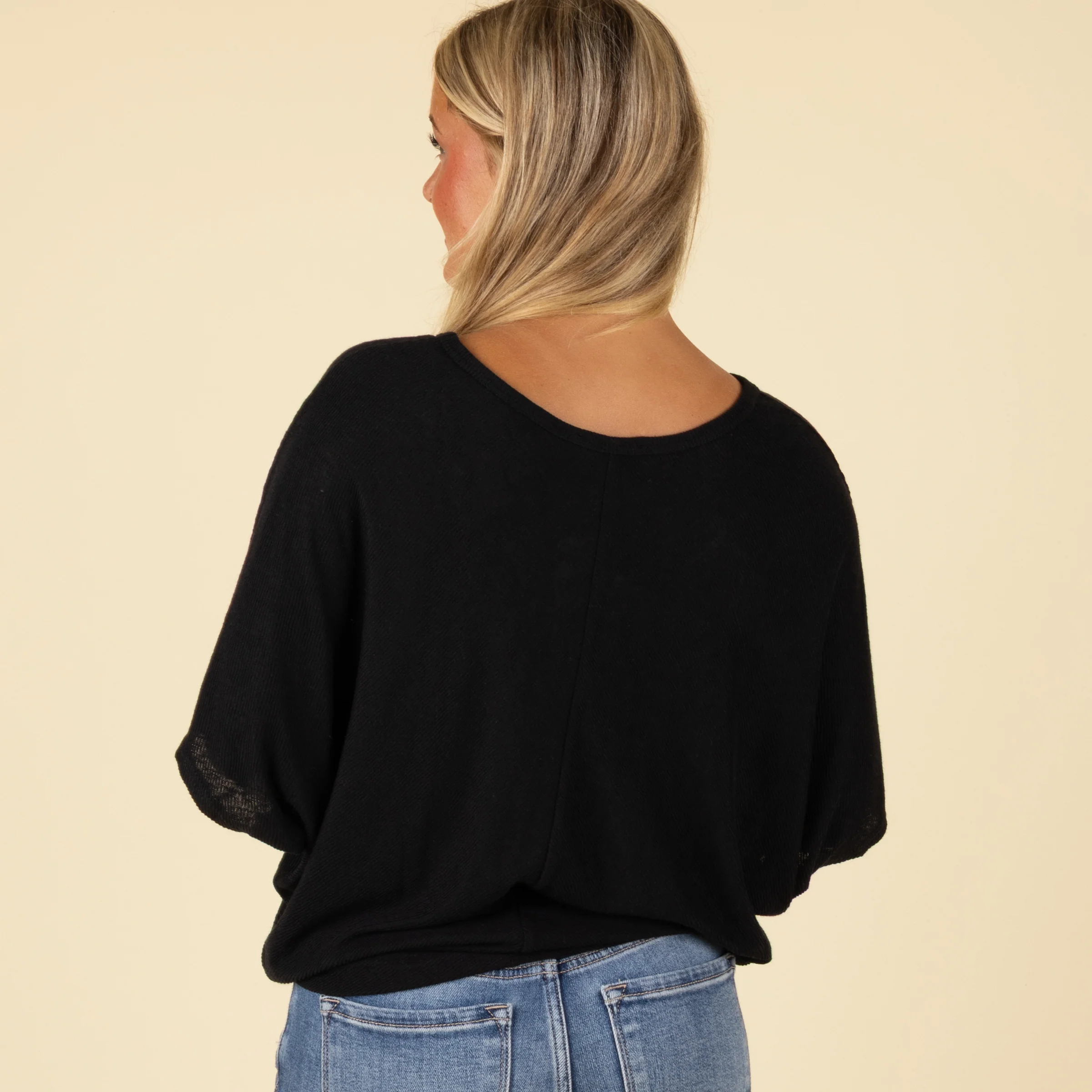 Short Sleeve Miter Ribbed Cocoon Top - Image 3