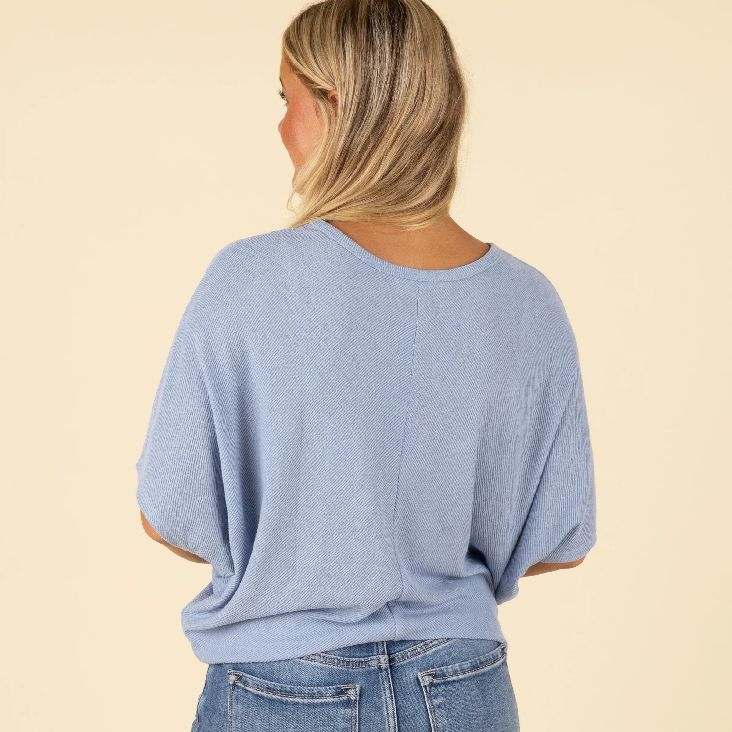 Short Sleeve Miter Ribbed Cocoon Top - Image 9
