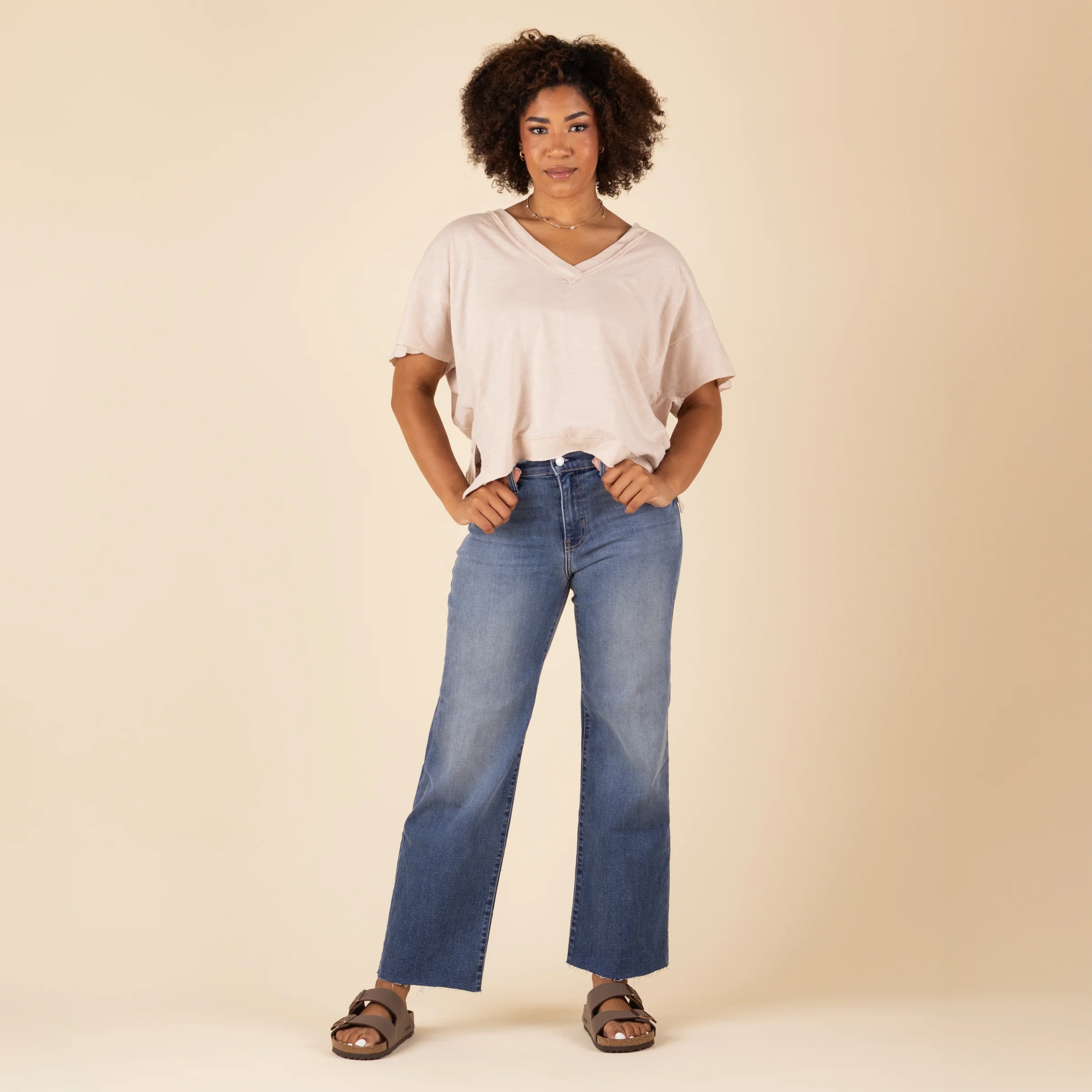 Slim Palazzo Jeans in Medium Wash - Image 2