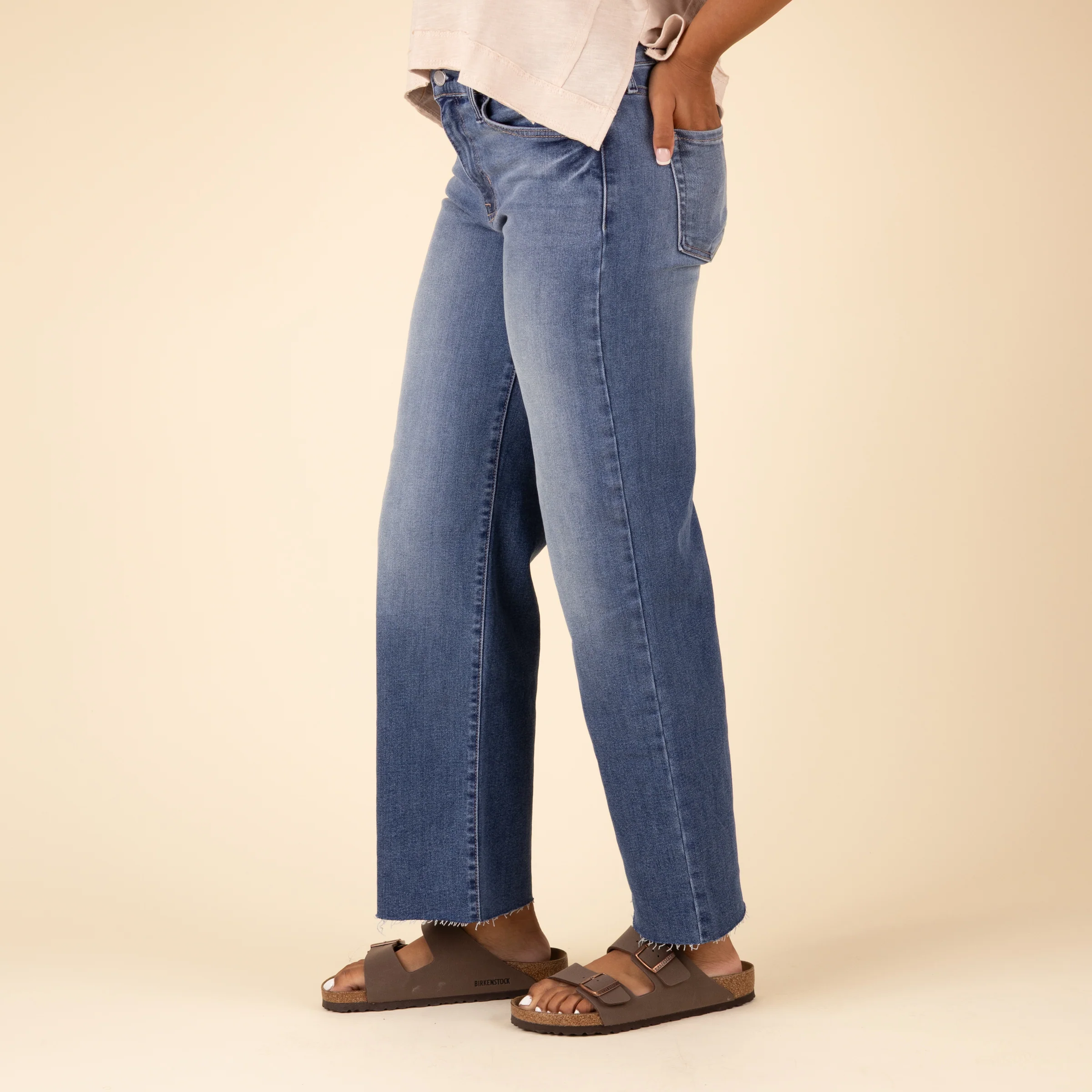 Slim Palazzo Jeans in Medium Wash - Image 4