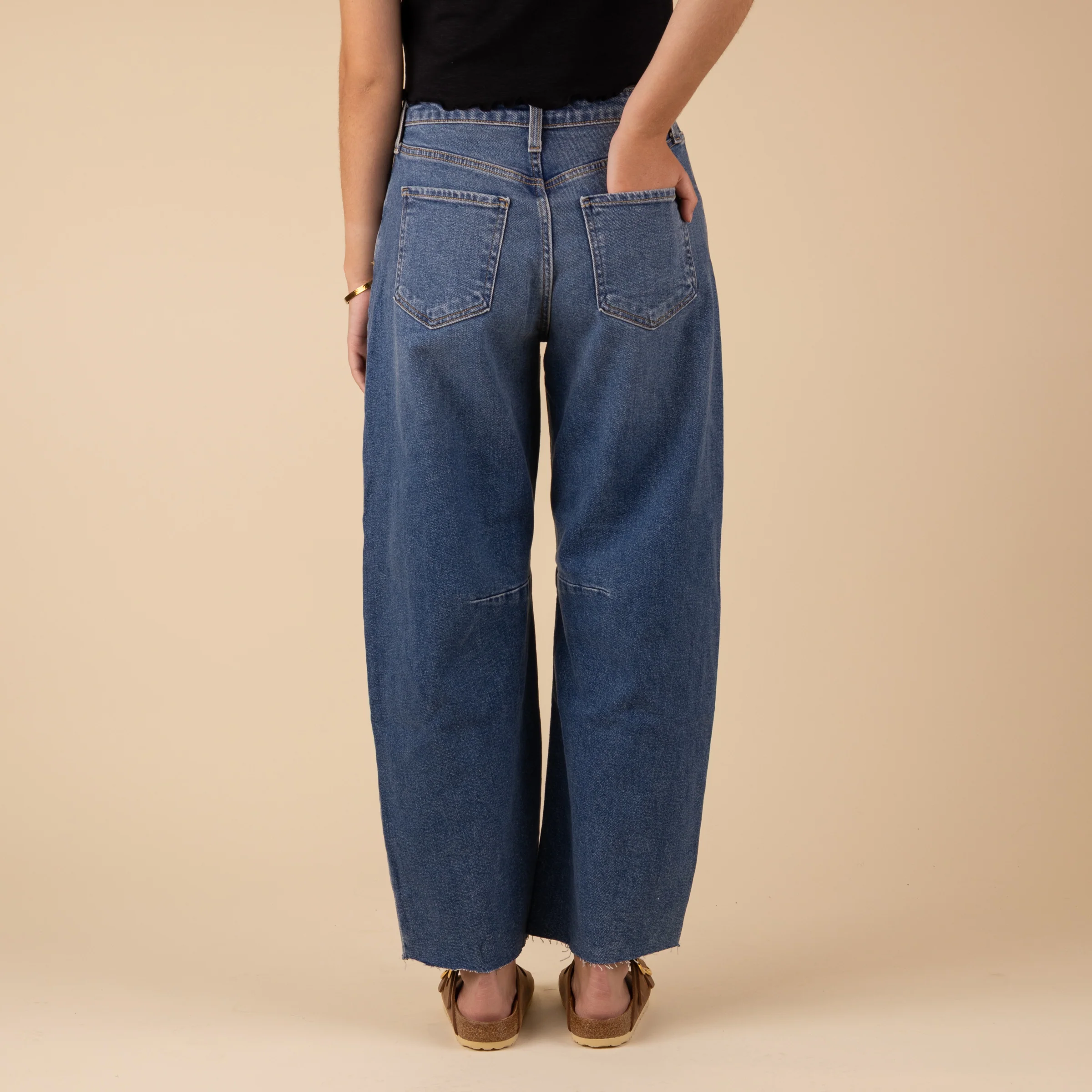 Medium Wash Seamed Barrel Jeans - Image 7