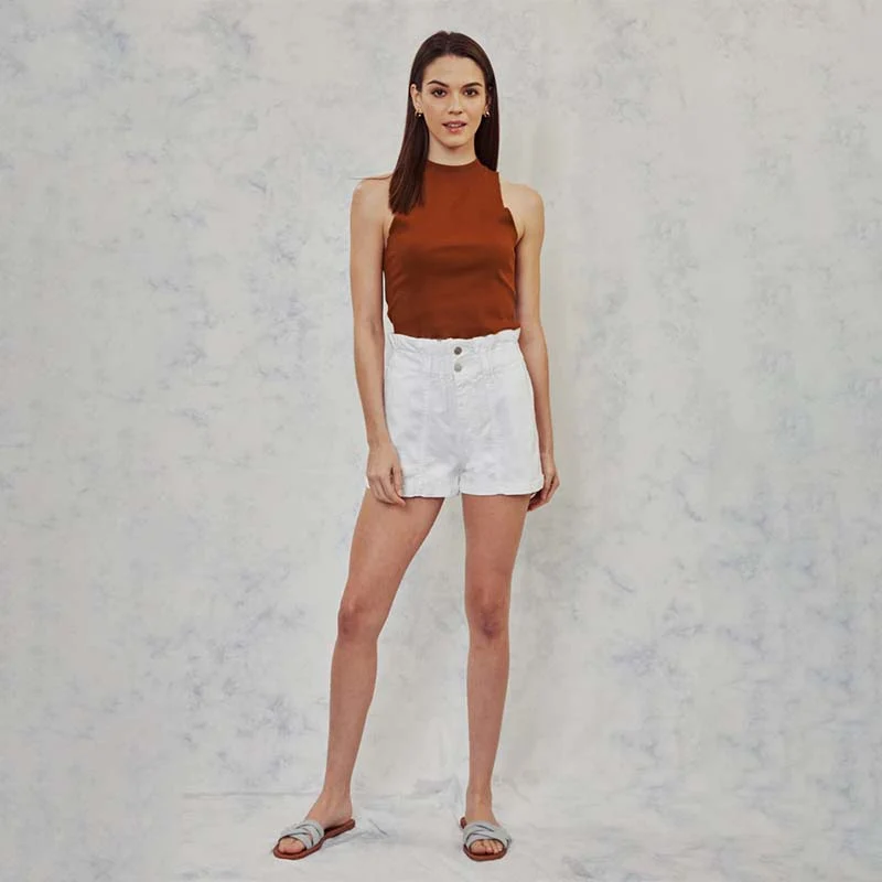 White Paperbag Waist Shorts - Image 3