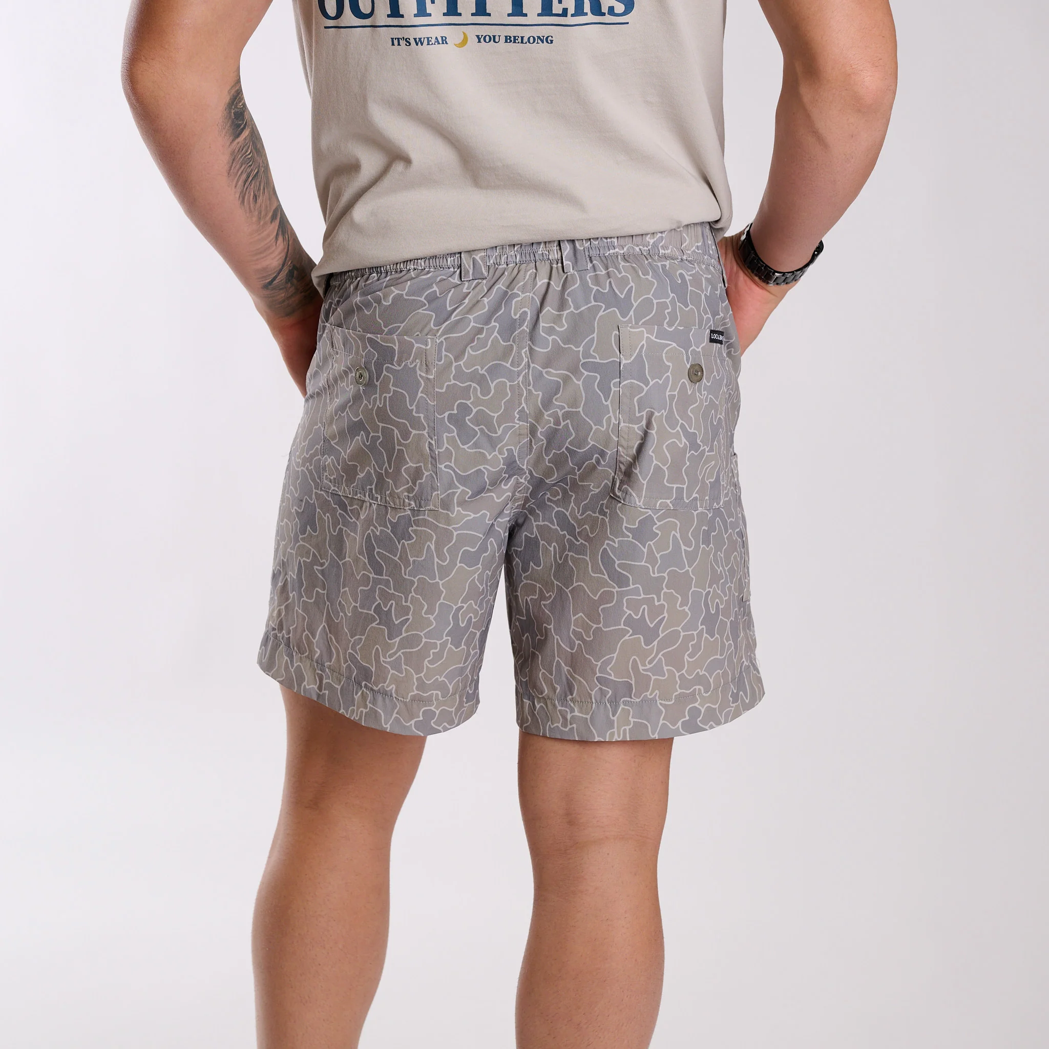 6 Inch Chum Shorts in Gray Cobblestone Camo - Image 5
