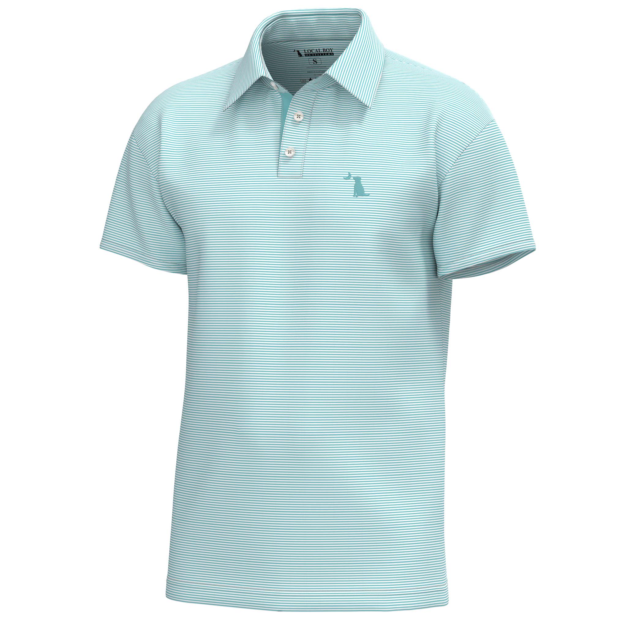 Palms Striped Polo in Aqua
