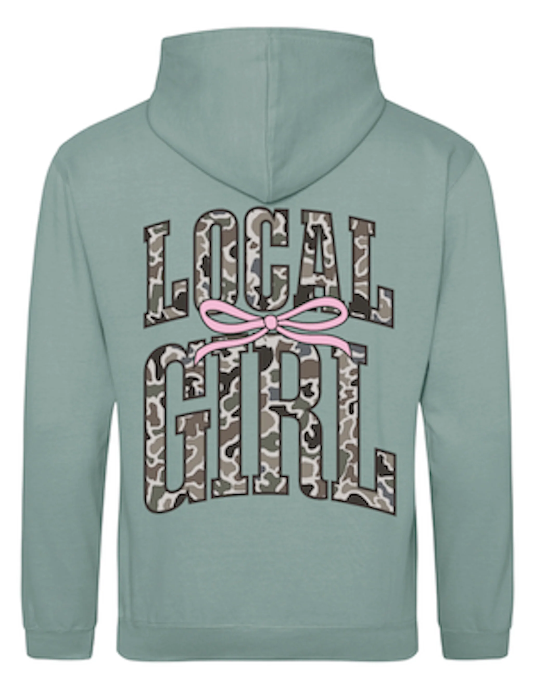 Ribbon Bow Hoodie in Dusty Green