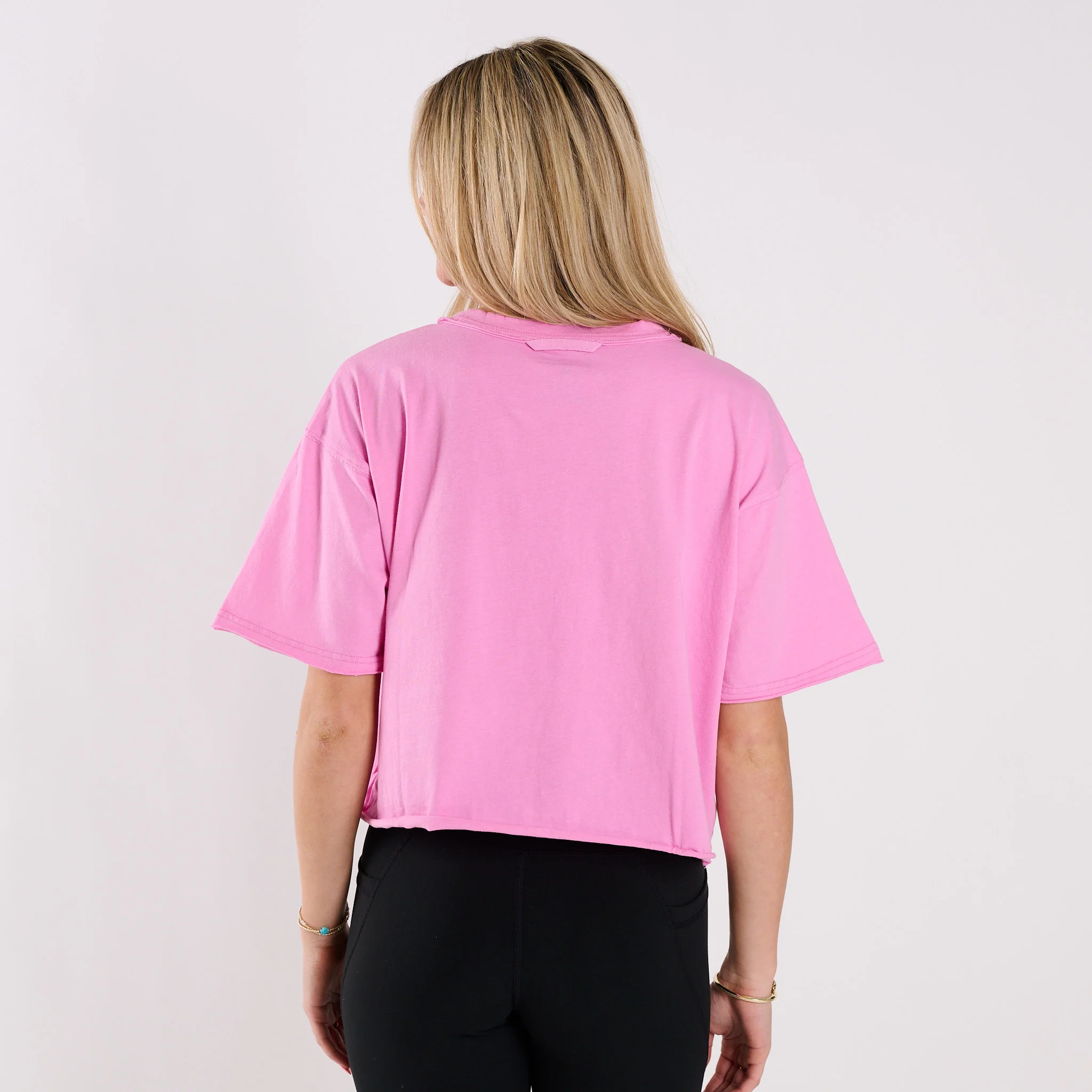 Short Sleeve Boxy Cropped Athletic Top in Royal Pink - Image 4
