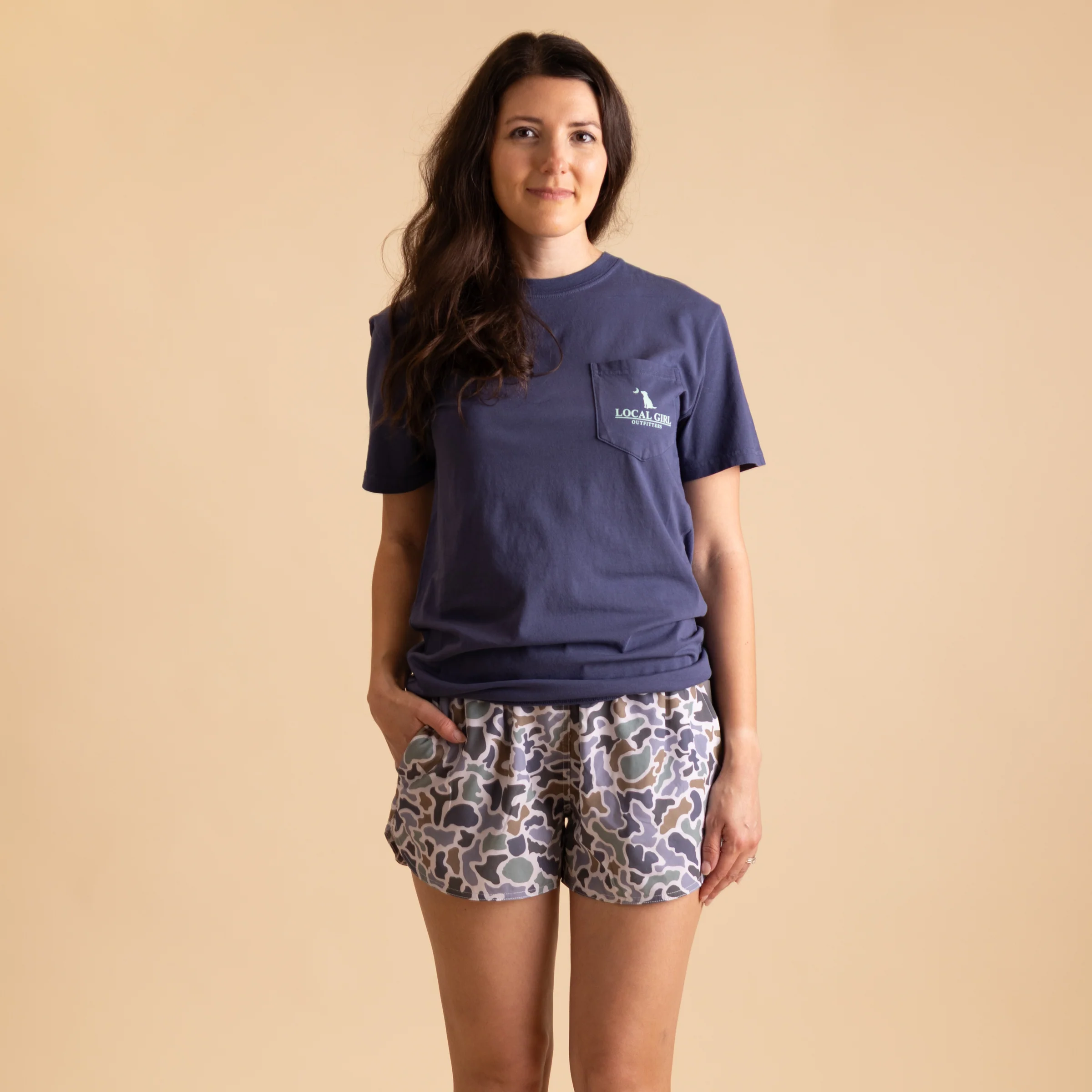 Women's High Waisted Volley Shorts in Localflage Bluff - Image 3