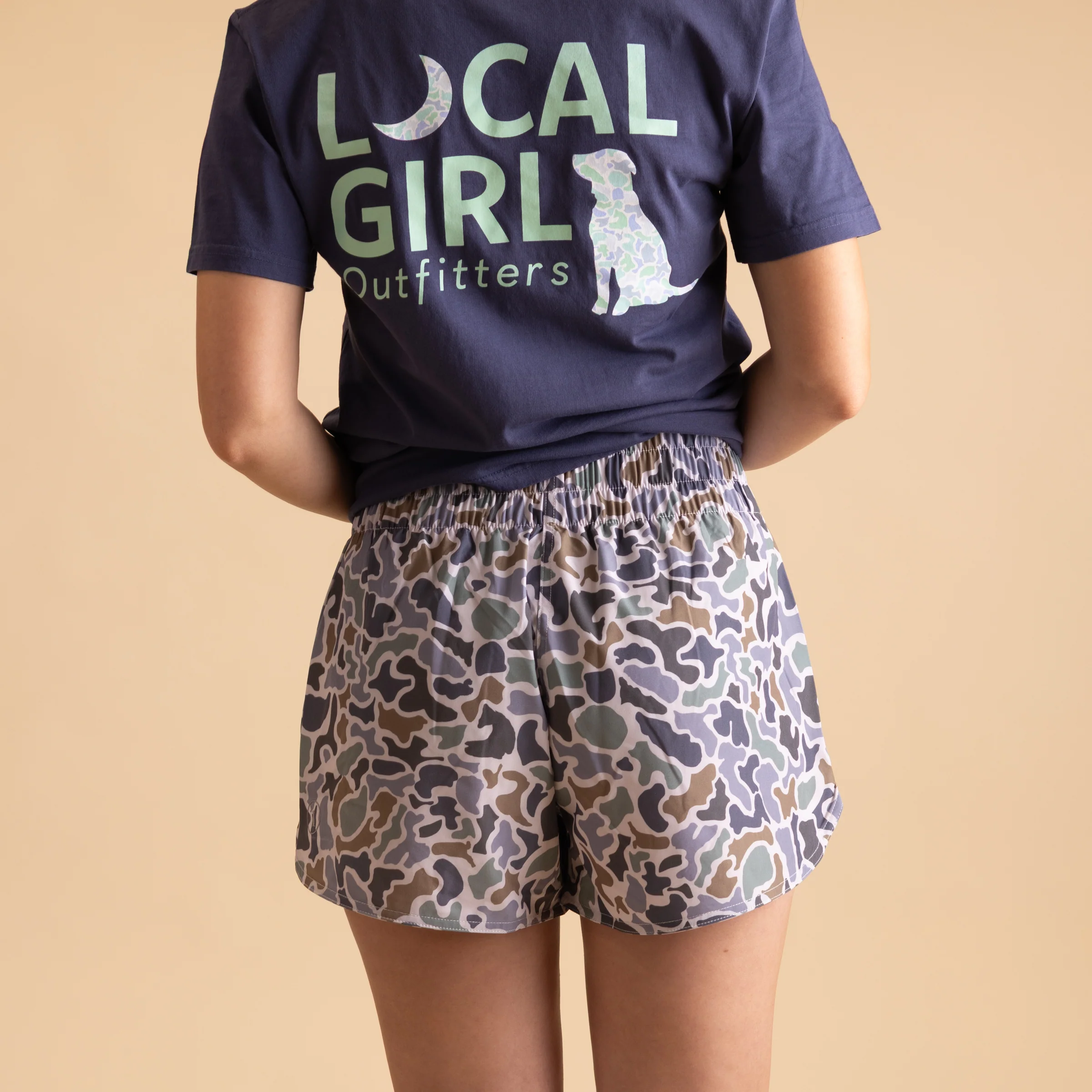 Women's High Waisted Volley Shorts in Localflage Bluff - Image 4