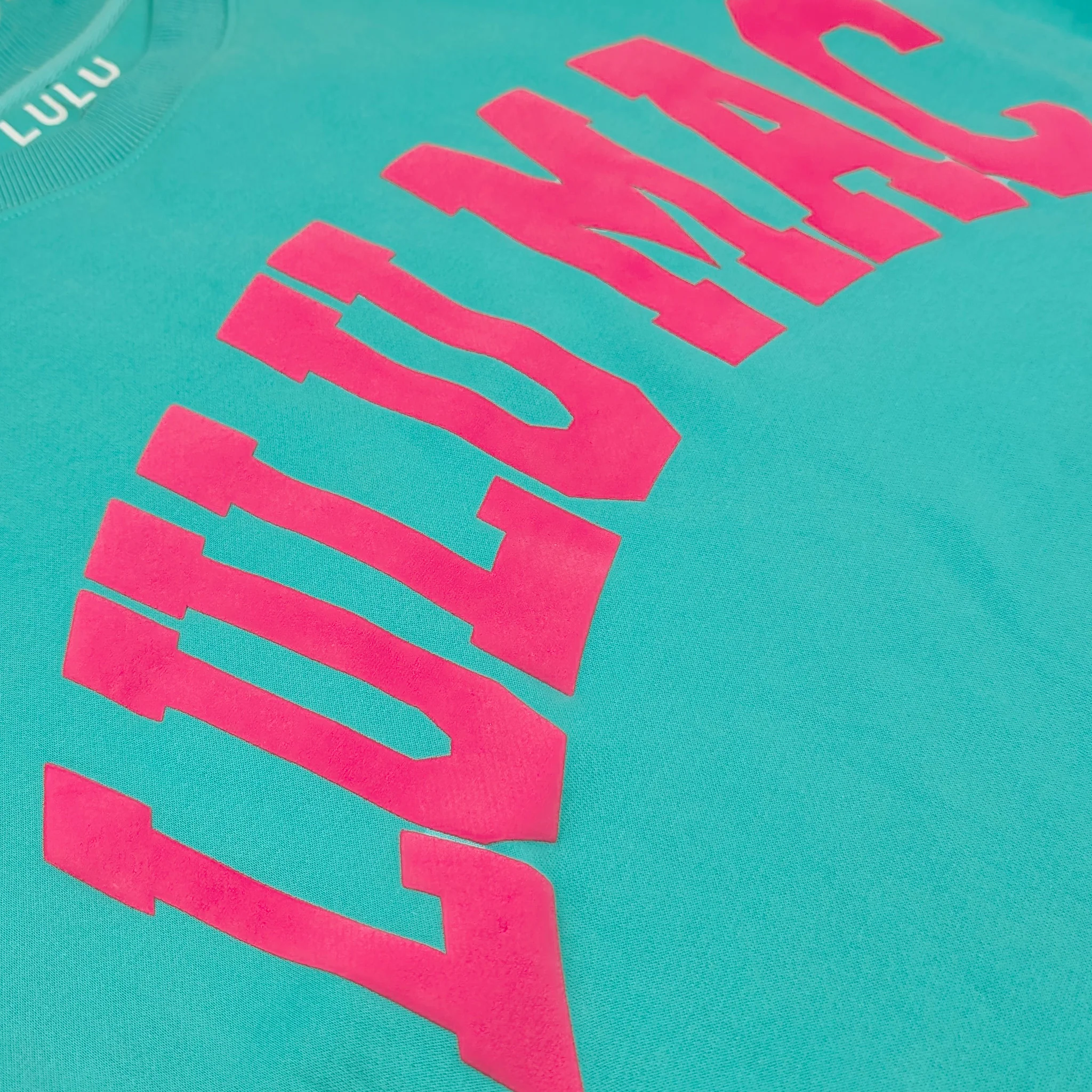 Lulu Mac Puff Crewneck Sweatshirt in Mint and Hot Pink - Image 2