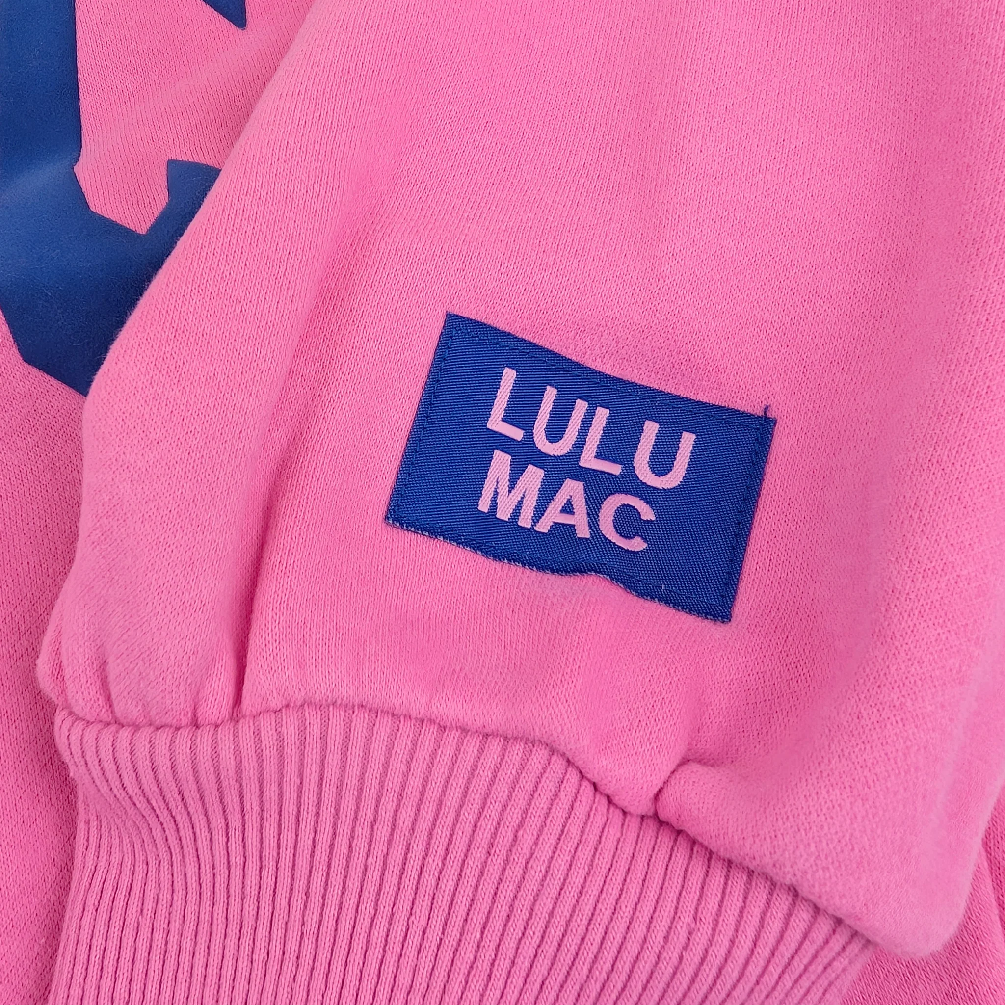 Lulu Mac Puff Crewneck Sweatshirt in Pink and Royal Blue - Image 3