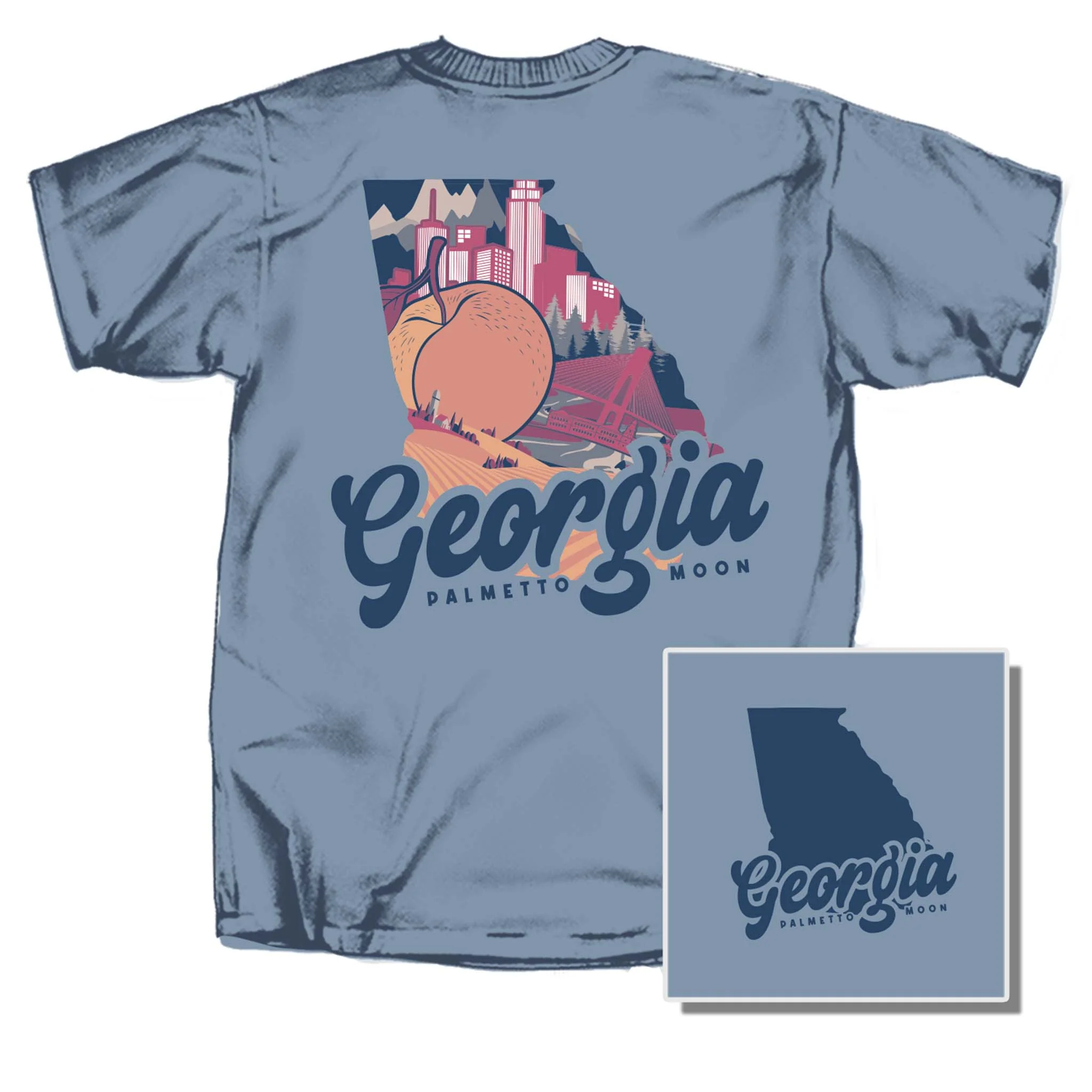 GA State Short Sleeve T-Shirt in Stone Washed Blue