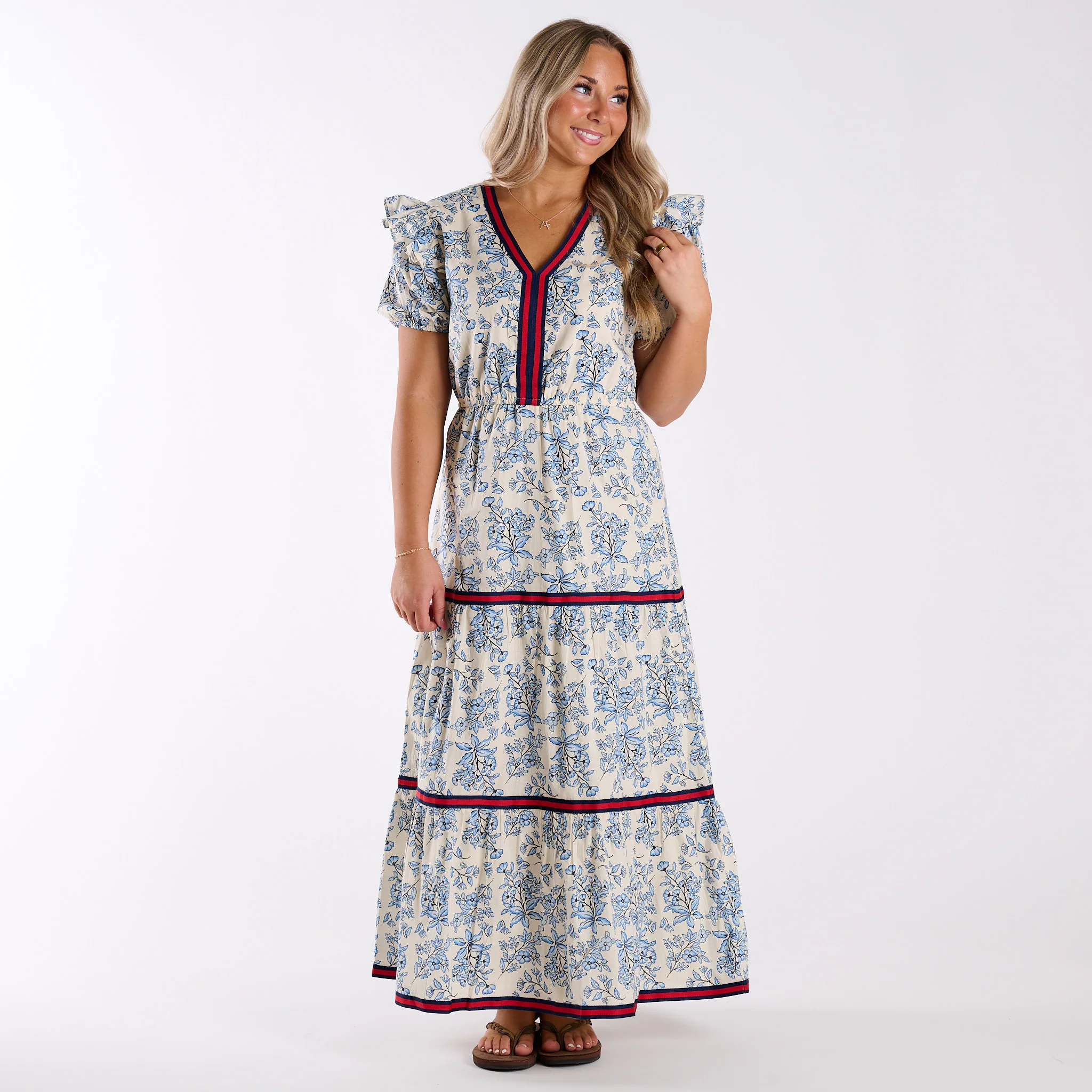 Floral Puff Sleeve Maxi Dress - Image 3