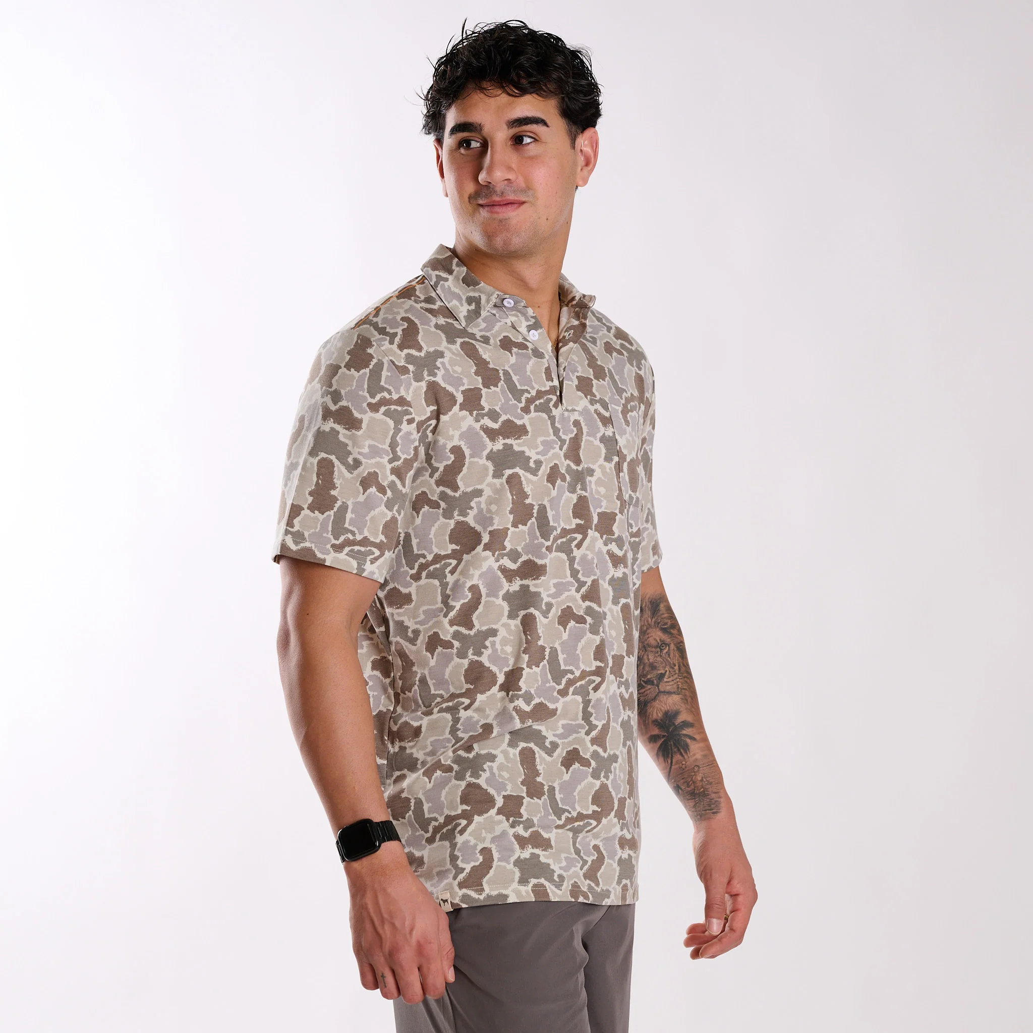 Grey and Tan Camo Polo - Image 3