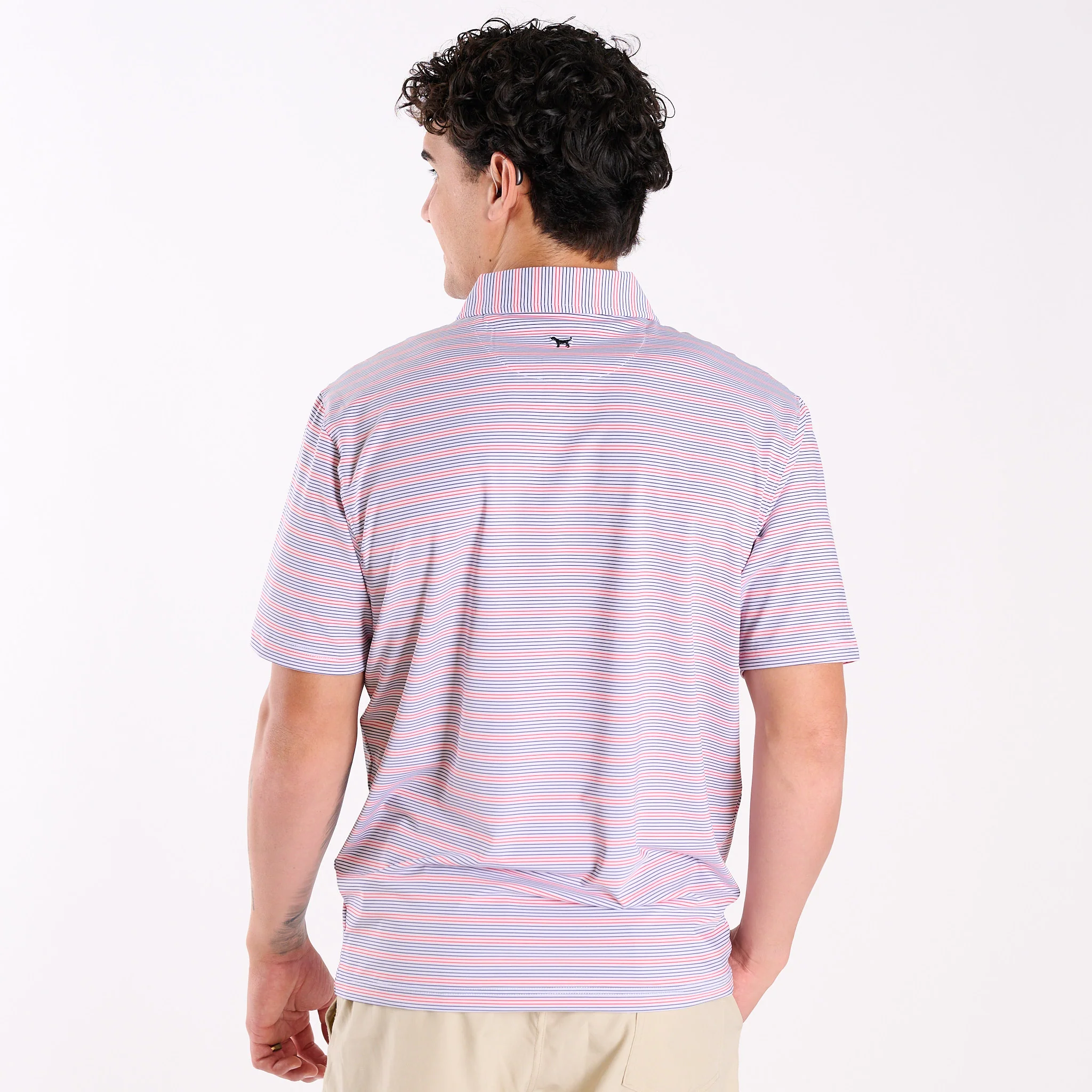 Men's Red and Blue Striped UPF Polo - Image 5