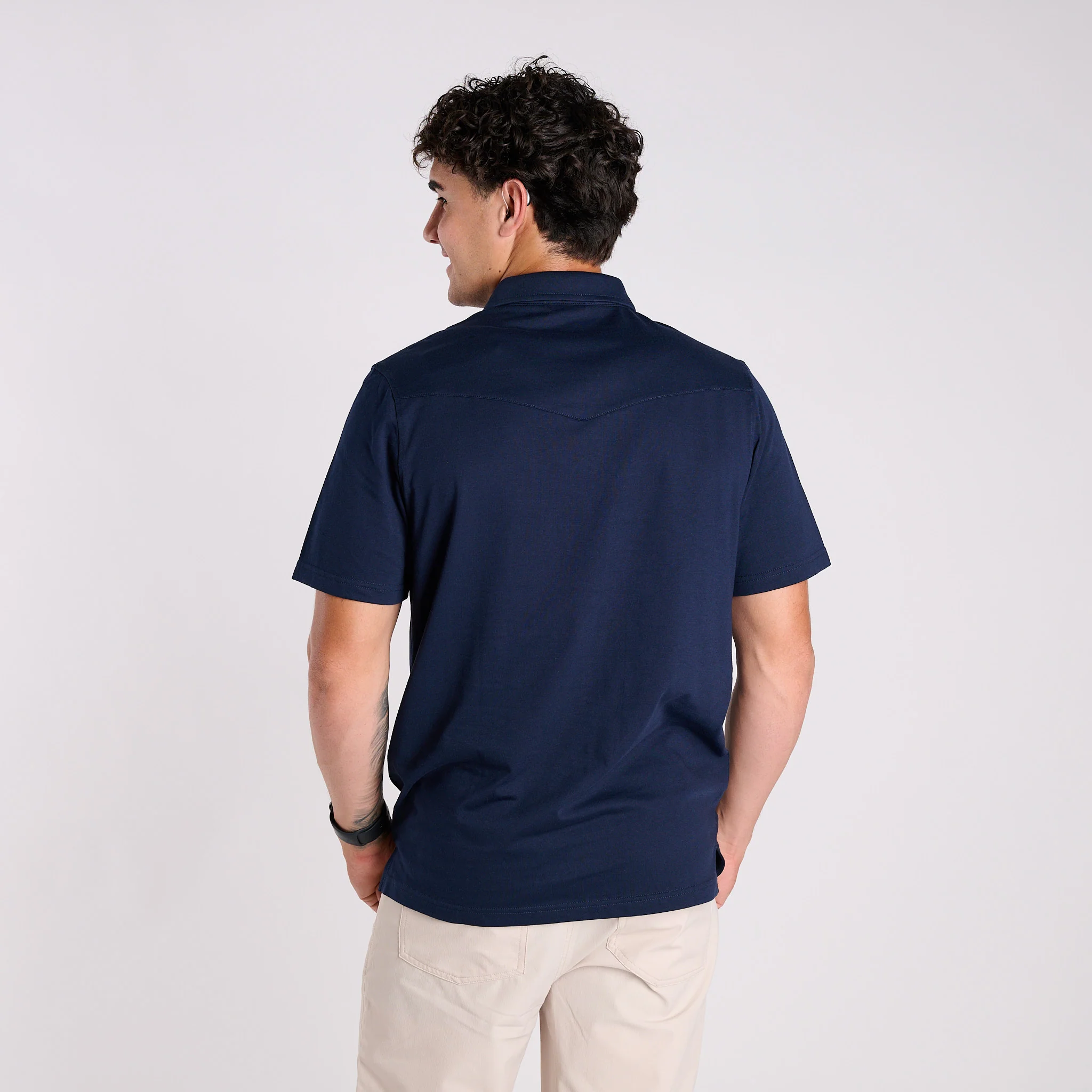 Men's Western Polo in Navy - Image 7