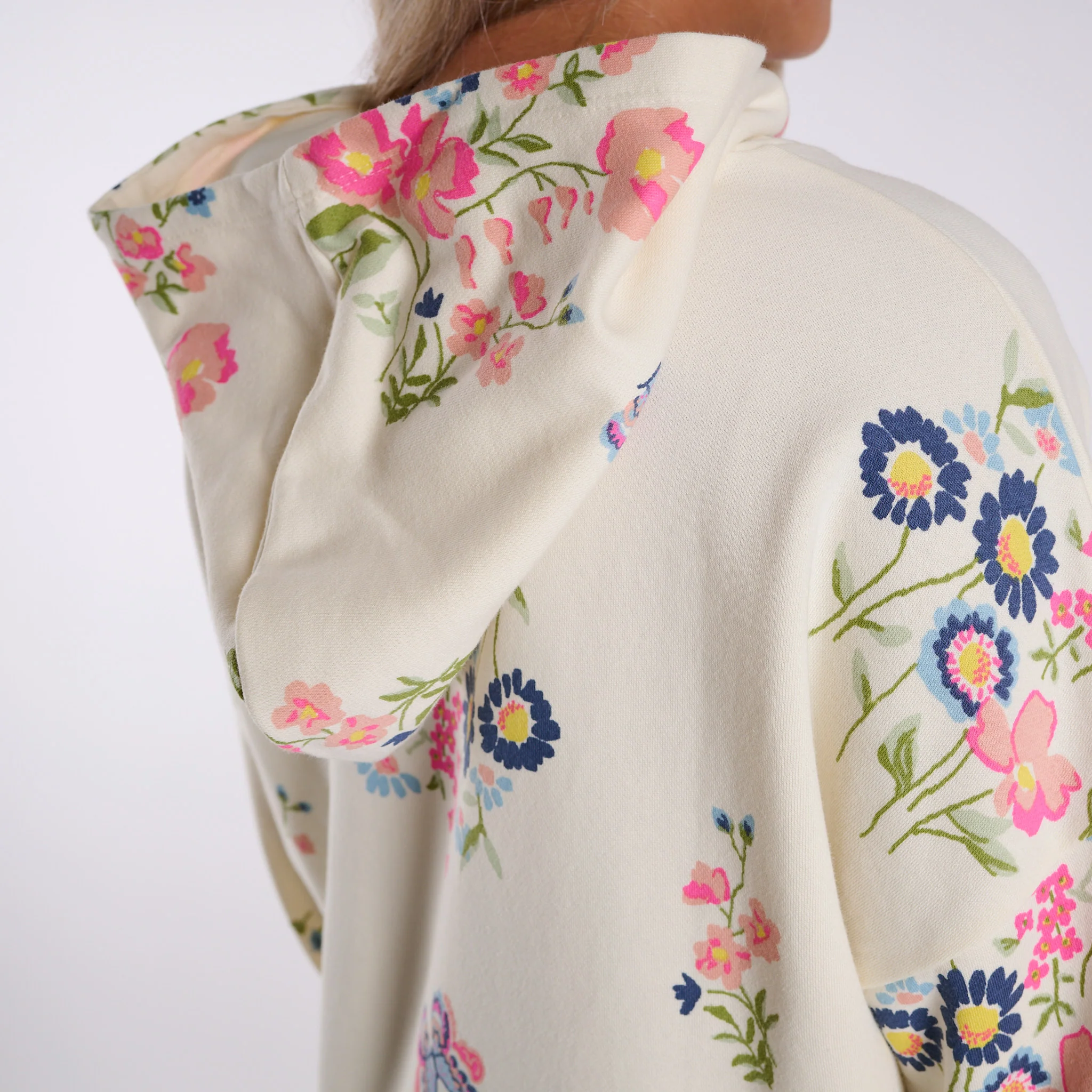 Oversized Floral Hoodie in Ivory - Image 2