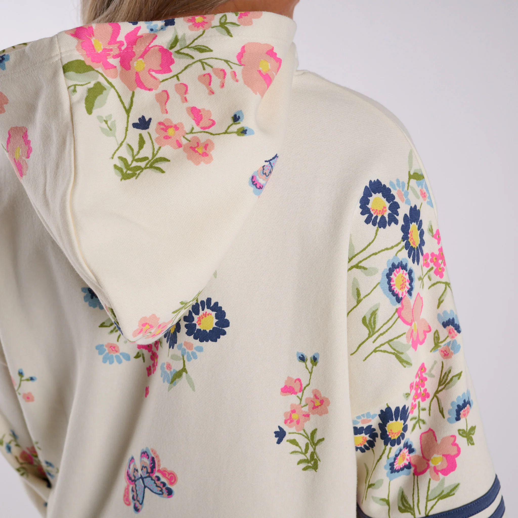 Oversized Floral Hoodie in Ivory - Image 7