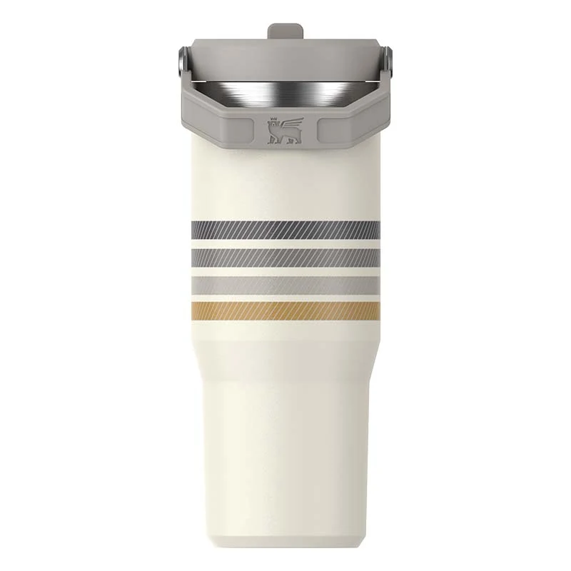 The 30oz IceFlow Flip Straw Tumbler in Cream Ash Stripe - Image 2