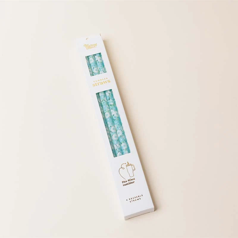 Daisy Craze Aqua 40oz Straw Set - Image 3