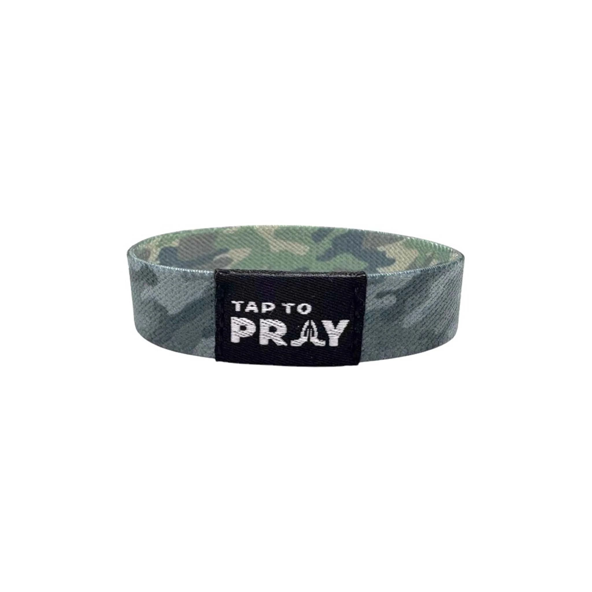 Tap To Pray Wristband in Green Charcoal Traditional Camo