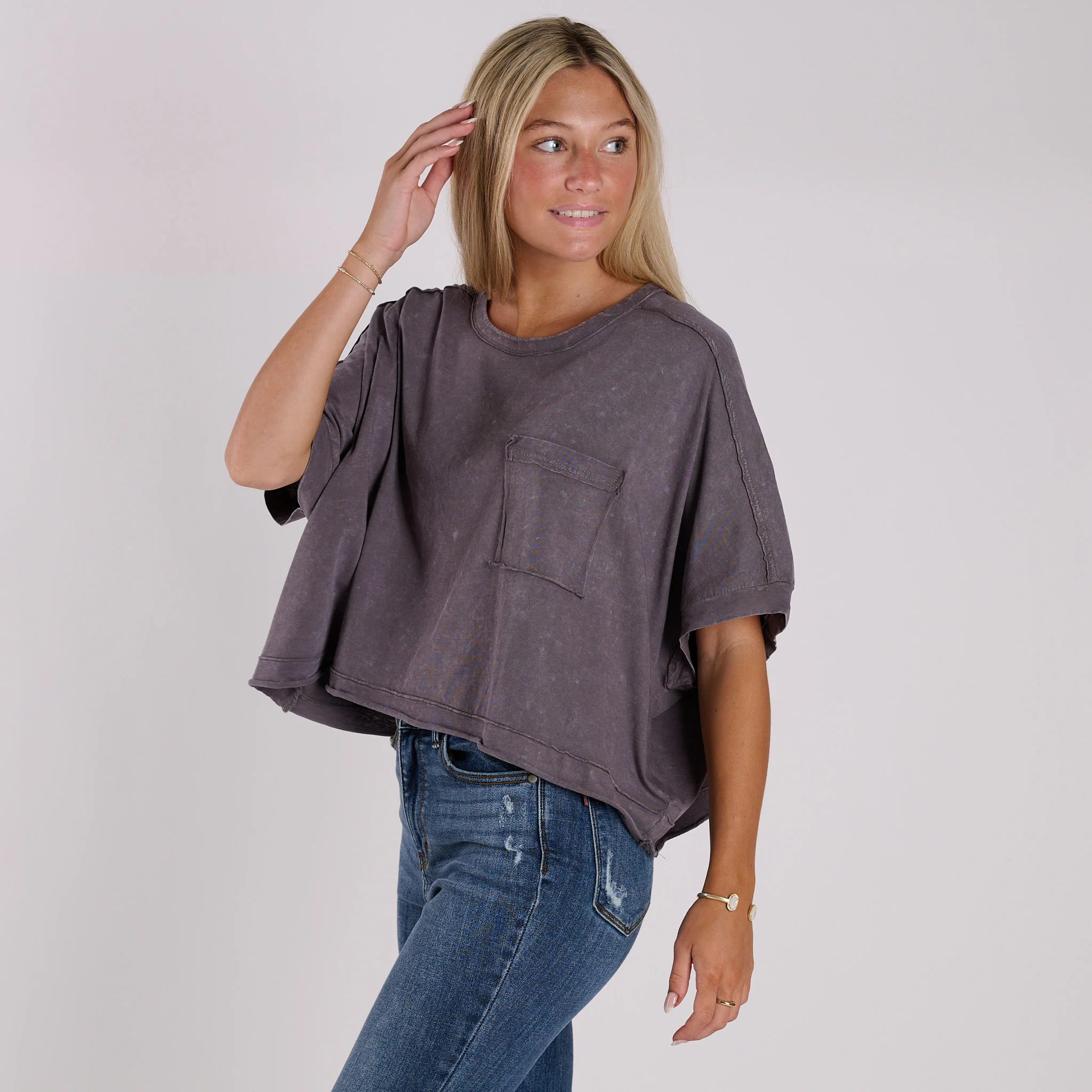 Oversized Boxy Pocket Cropped Shirt - Image 22