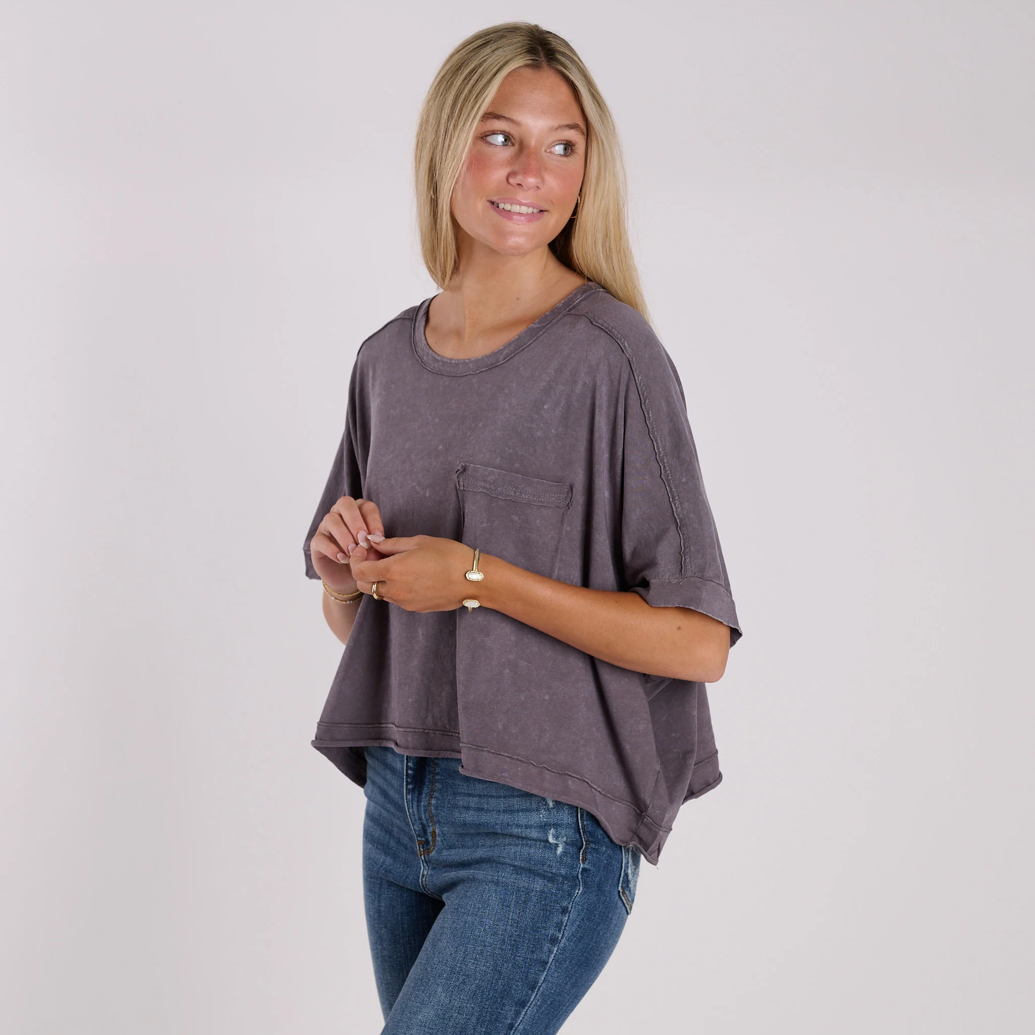 Oversized Boxy Pocket Cropped Shirt - Image 23
