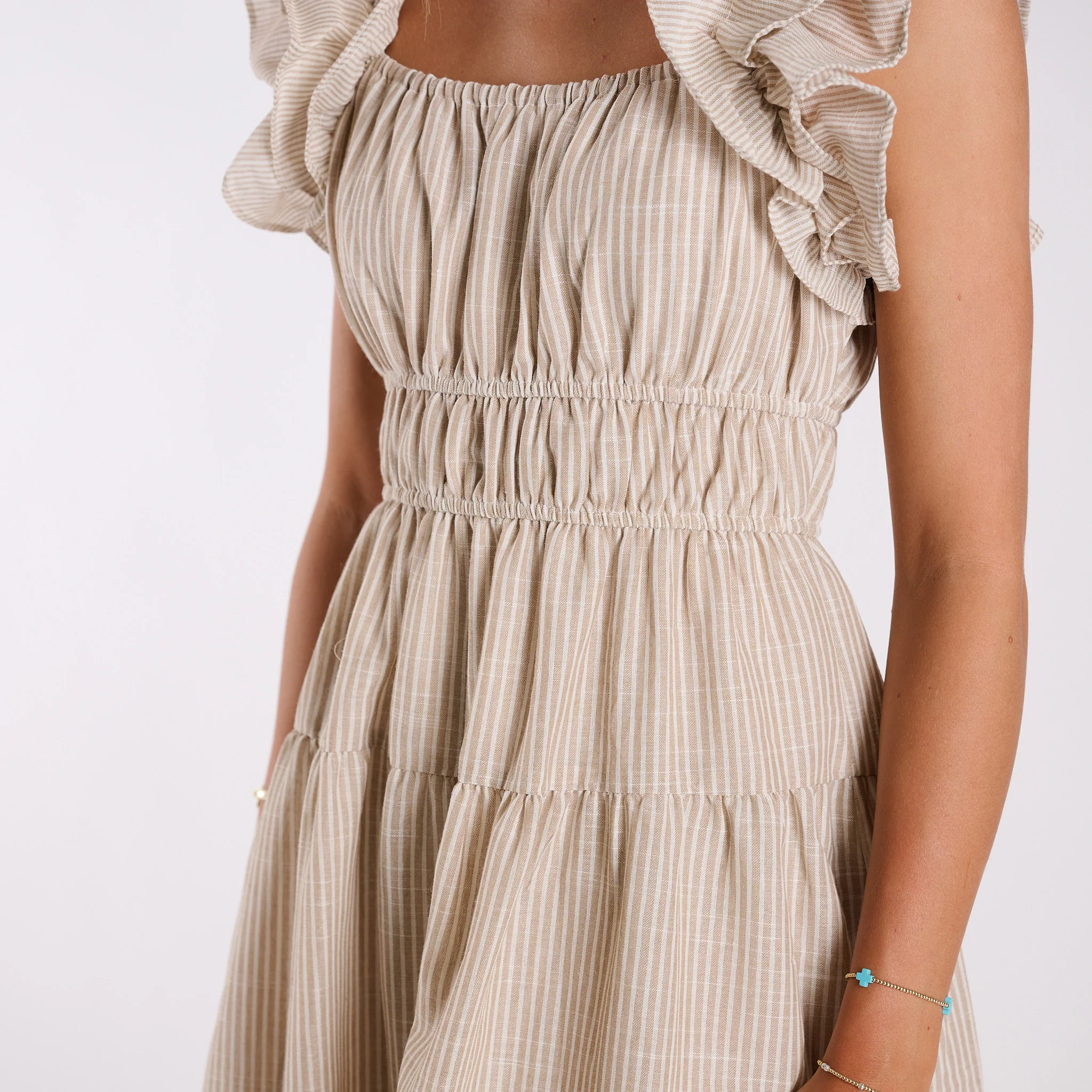Ruffle Shoulder Striped Maxi Dress - Image 12