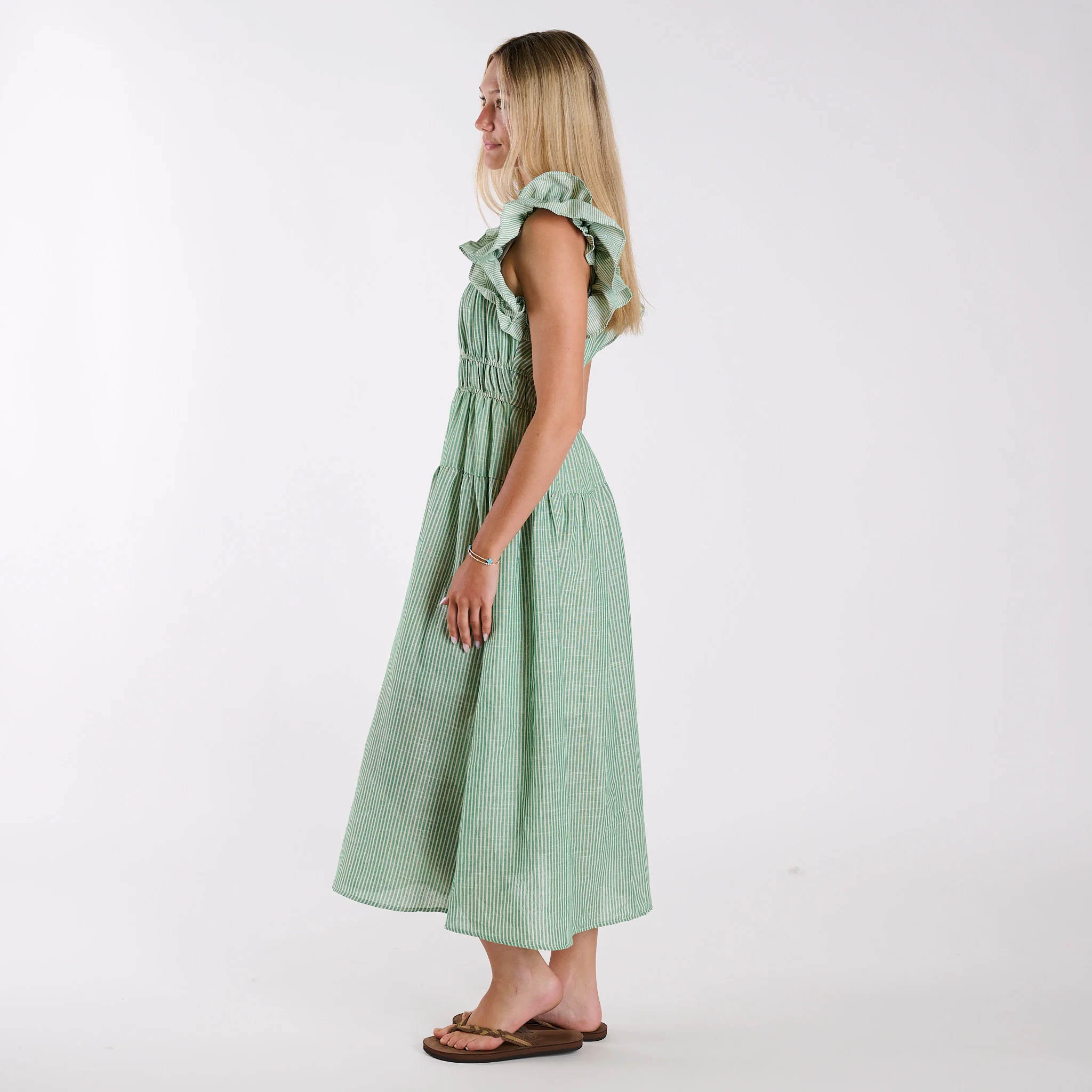 Ruffle Shoulder Striped Maxi Dress - Image 3