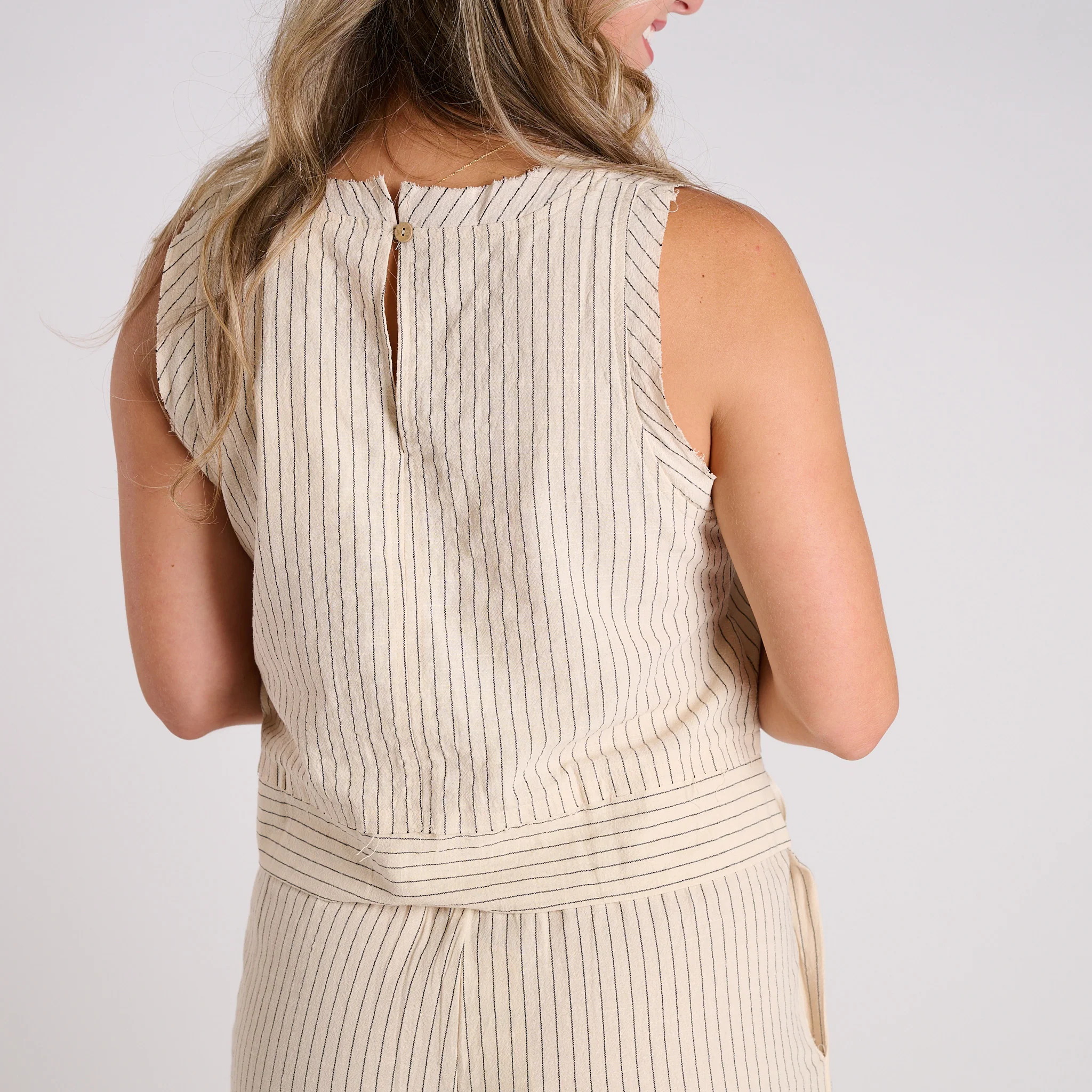 Sleeveless Striped Woven Set - Image 13