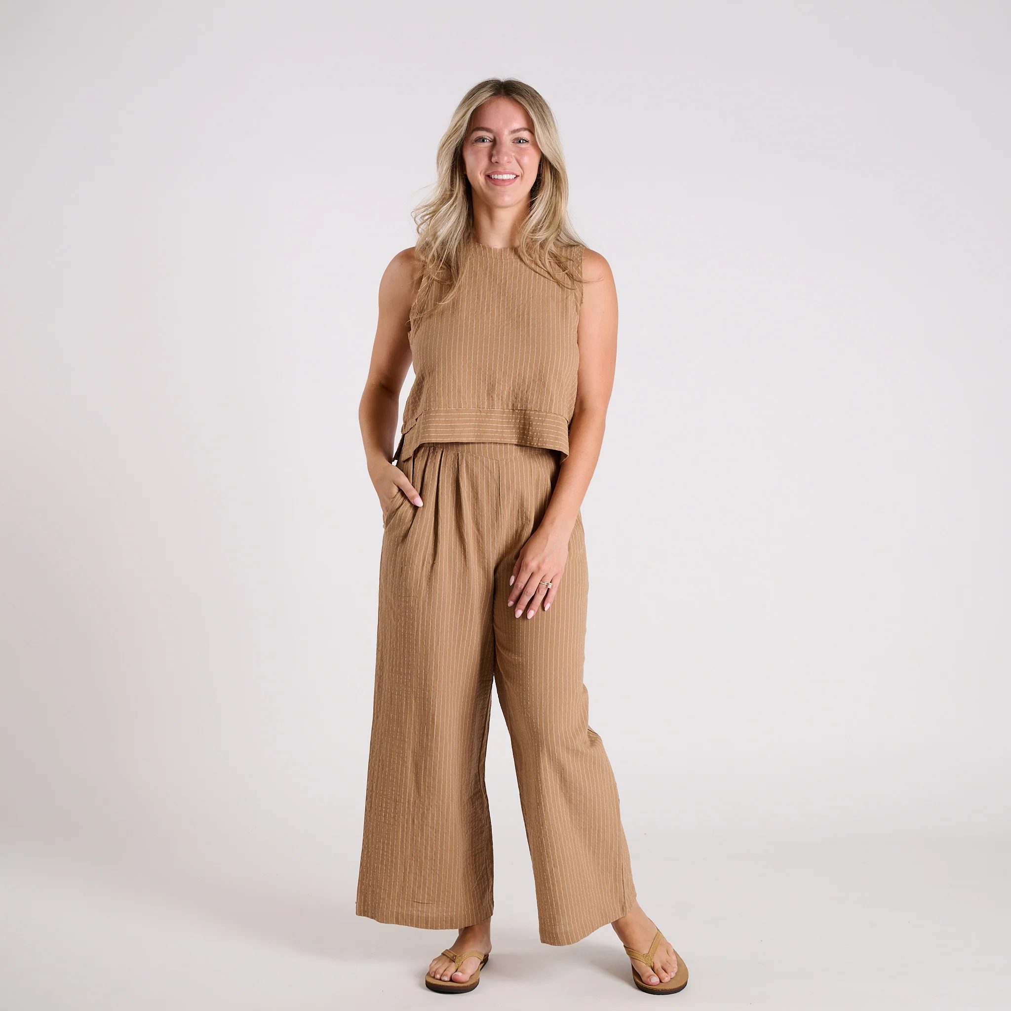 Sleeveless Striped Woven Set - Image 6