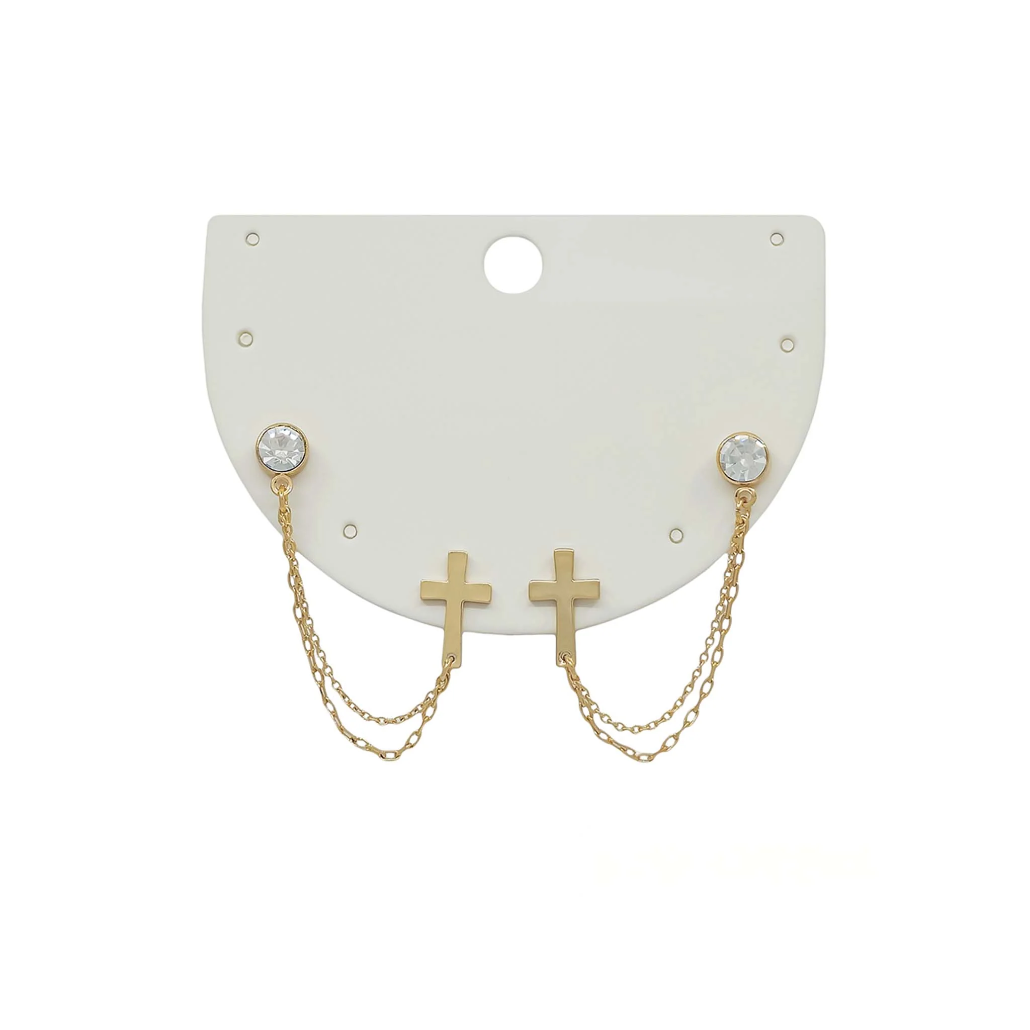 Cross with Rhinestone Chain Earrings