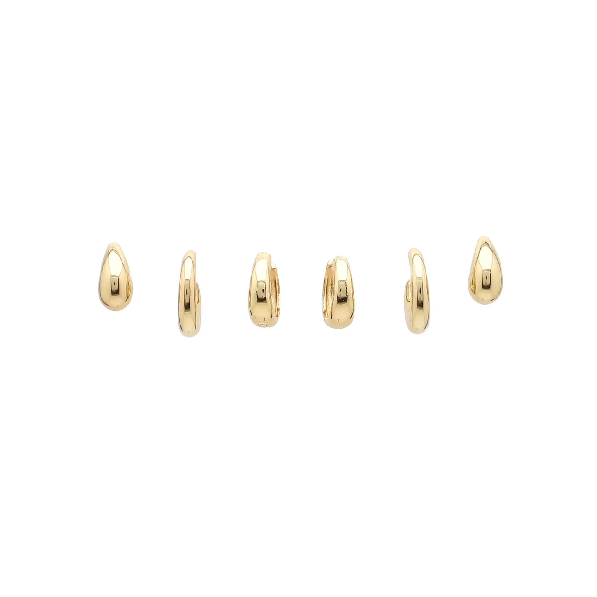 Gold Huggie Earrings Set of 3